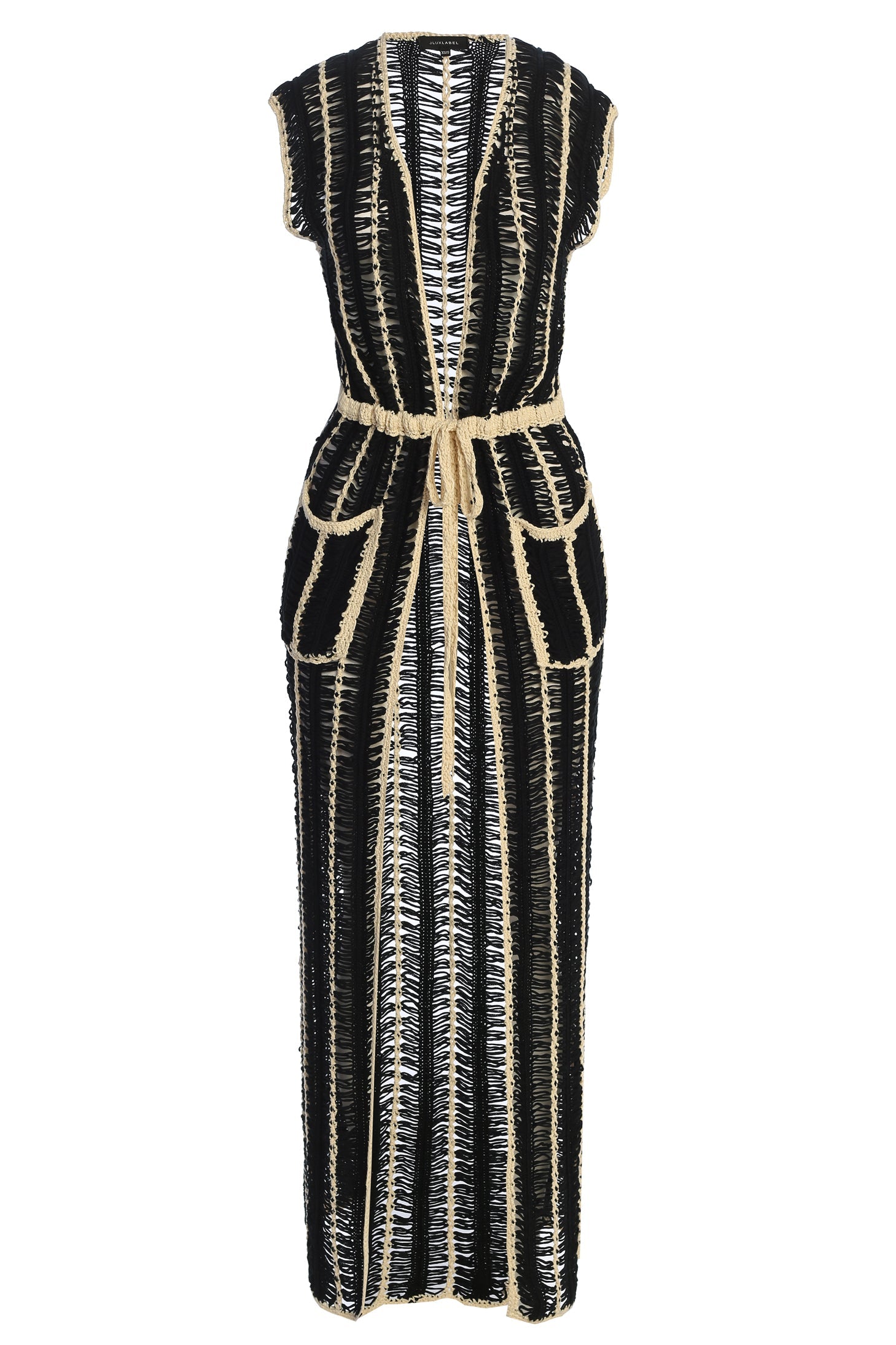 Black/Beige Marcelle Crochet Maxi Dress