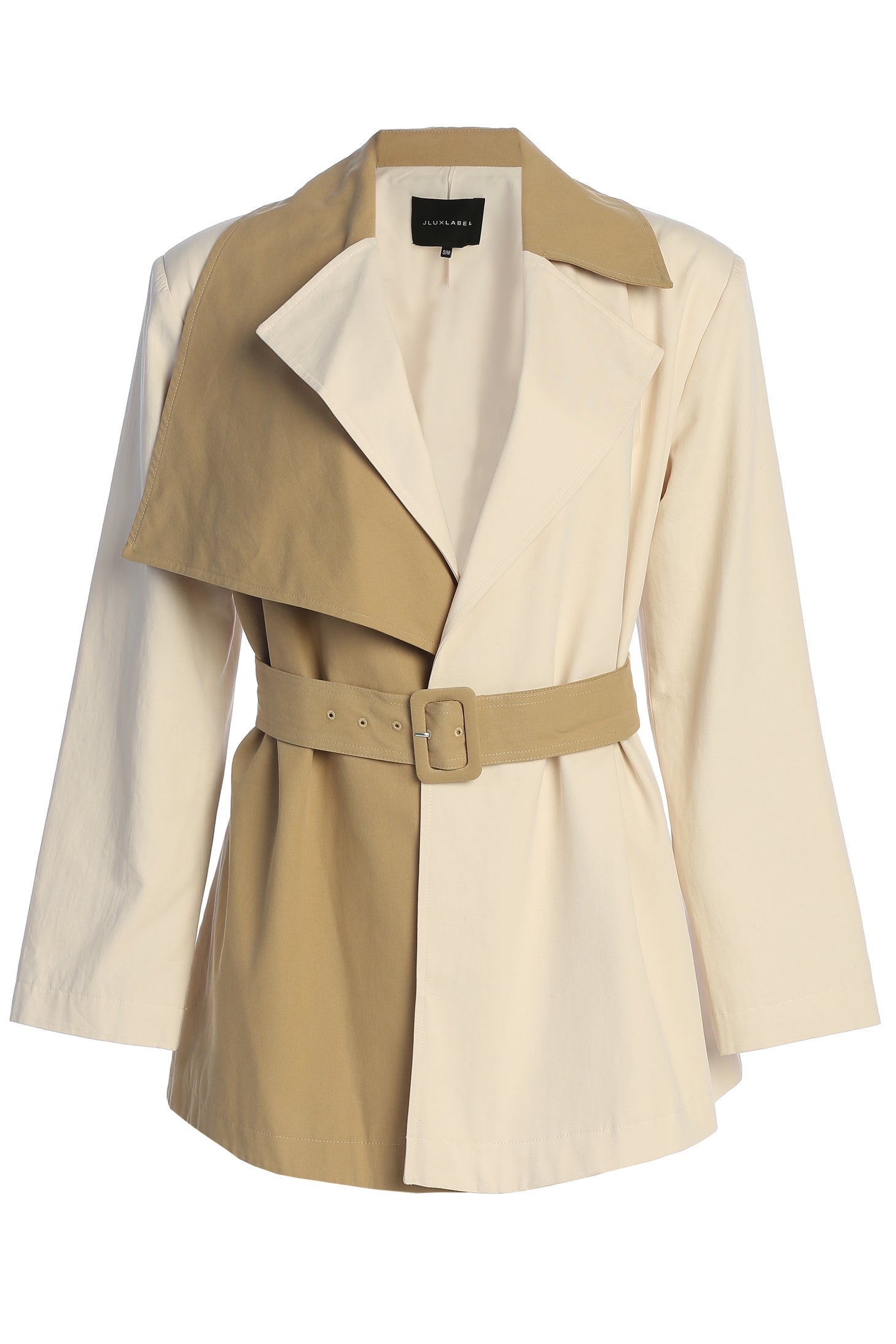 Ivory Color Block Summit Belted Jacket