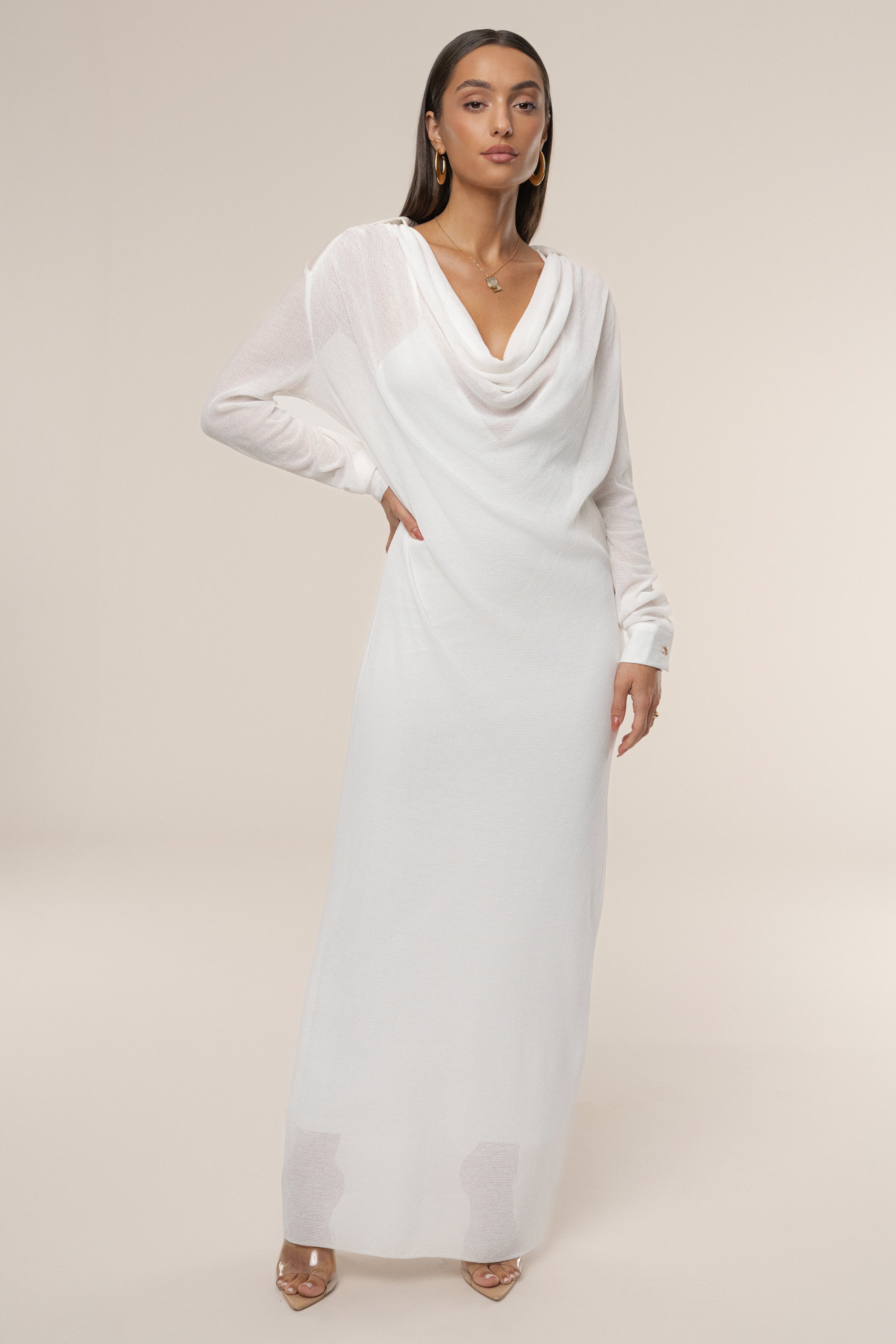 Ivory Savanna Cowl Maxi Dress