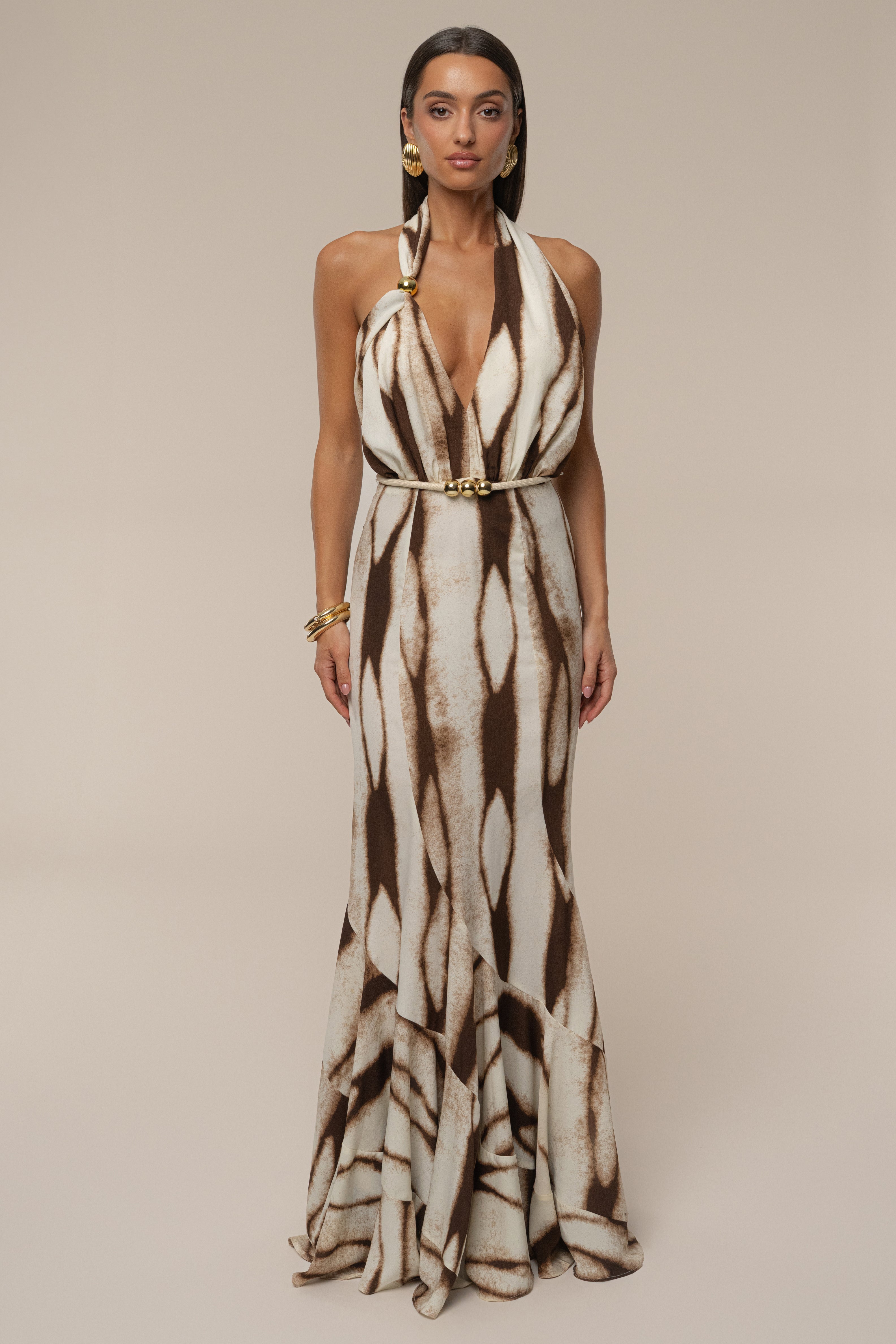 Ivory Desert Glow Flared Maxi Dress