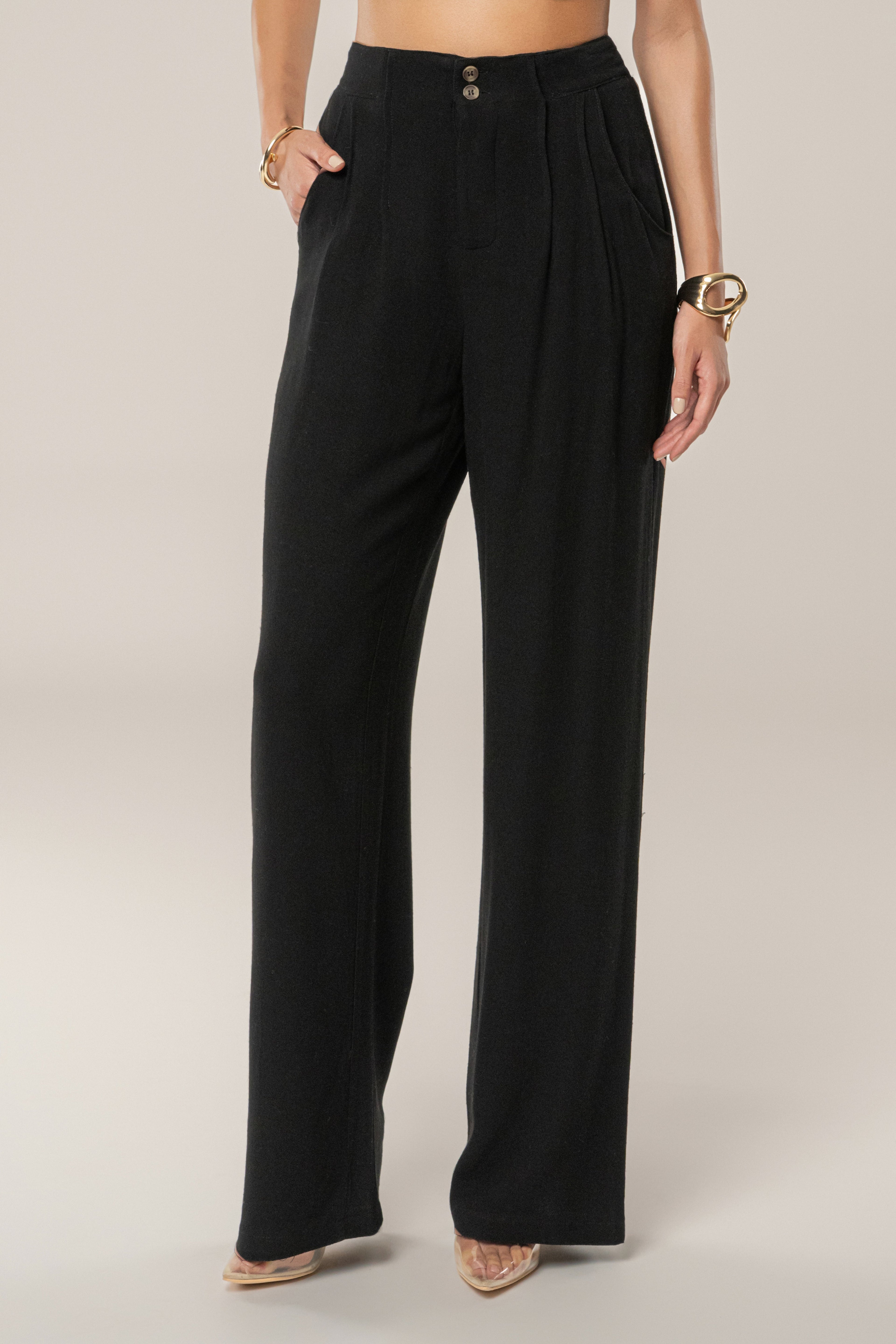 Black Thea Linen Pants