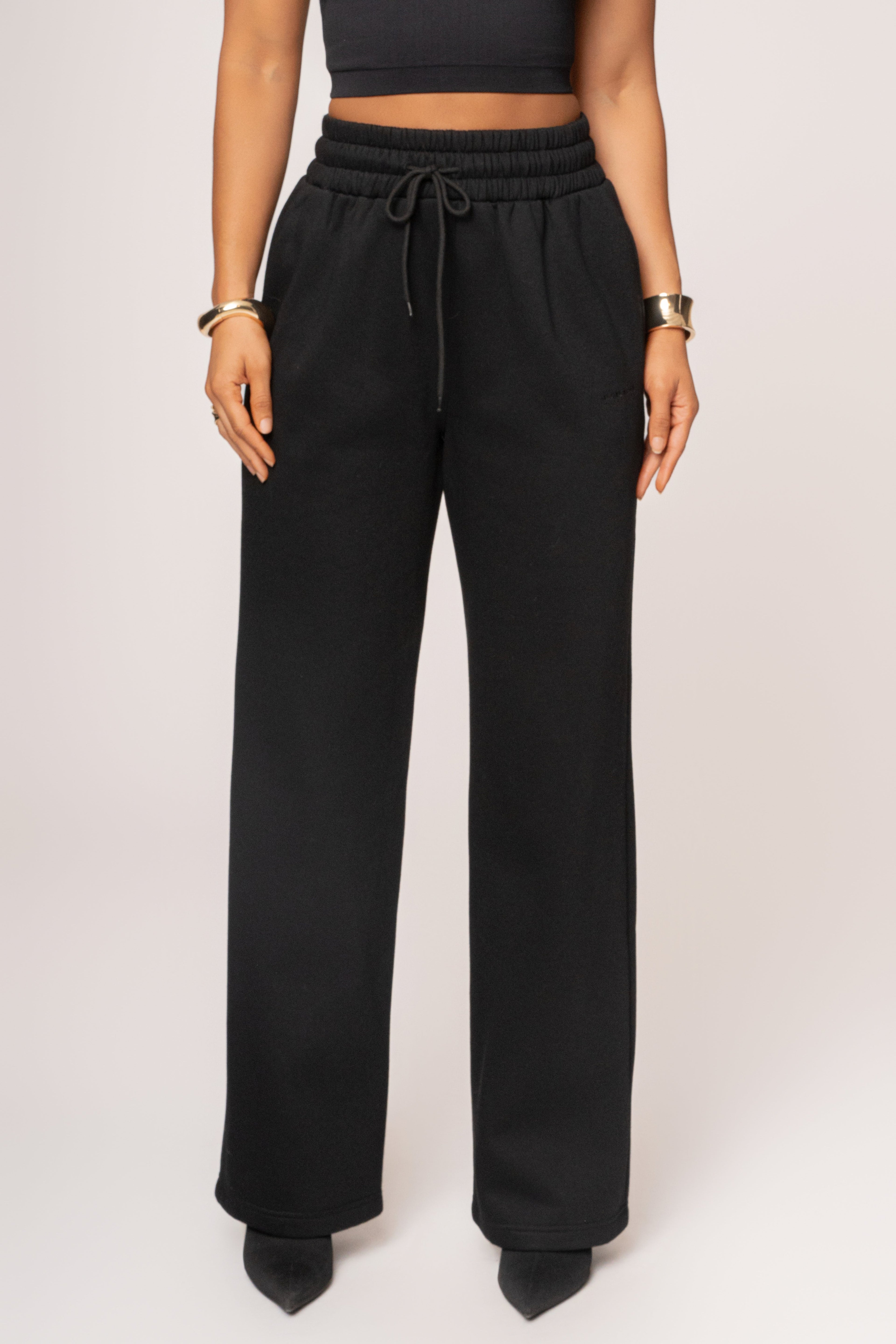 Black JLUXLABEL Logo Fleece Pants