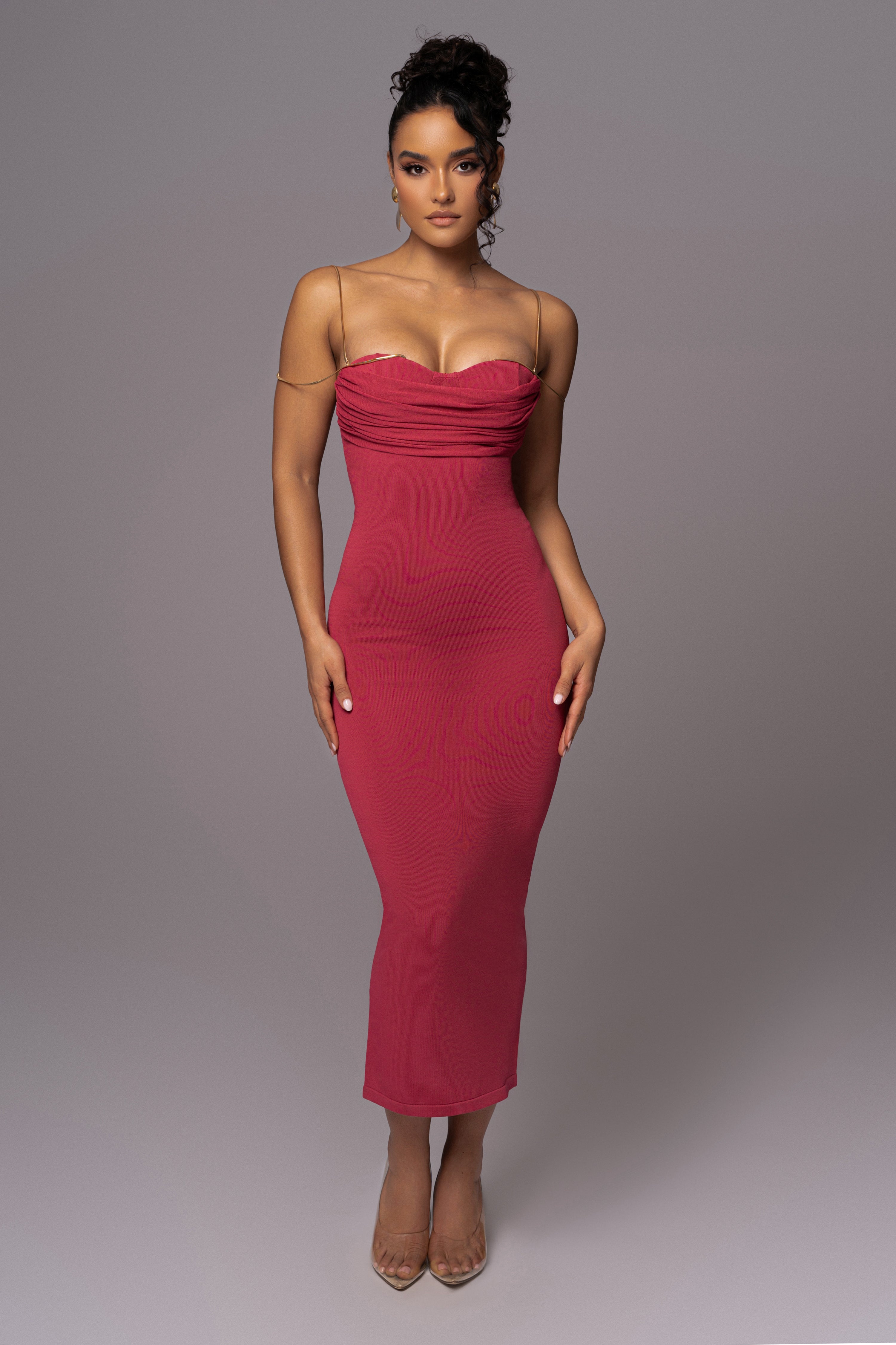 Pink La Lune Drape Midi Dress