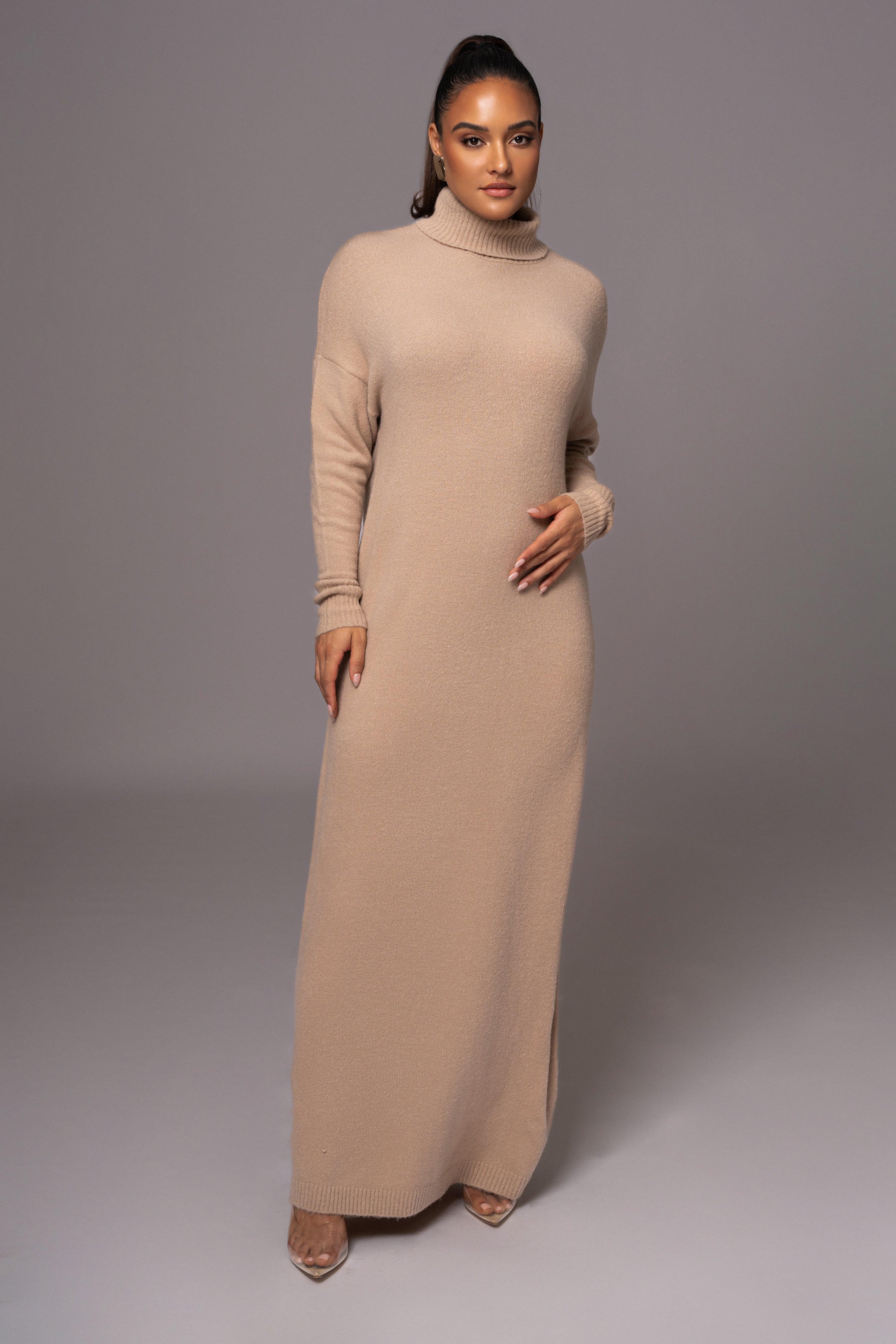 Beige Hartley Knit Maxi Dress
