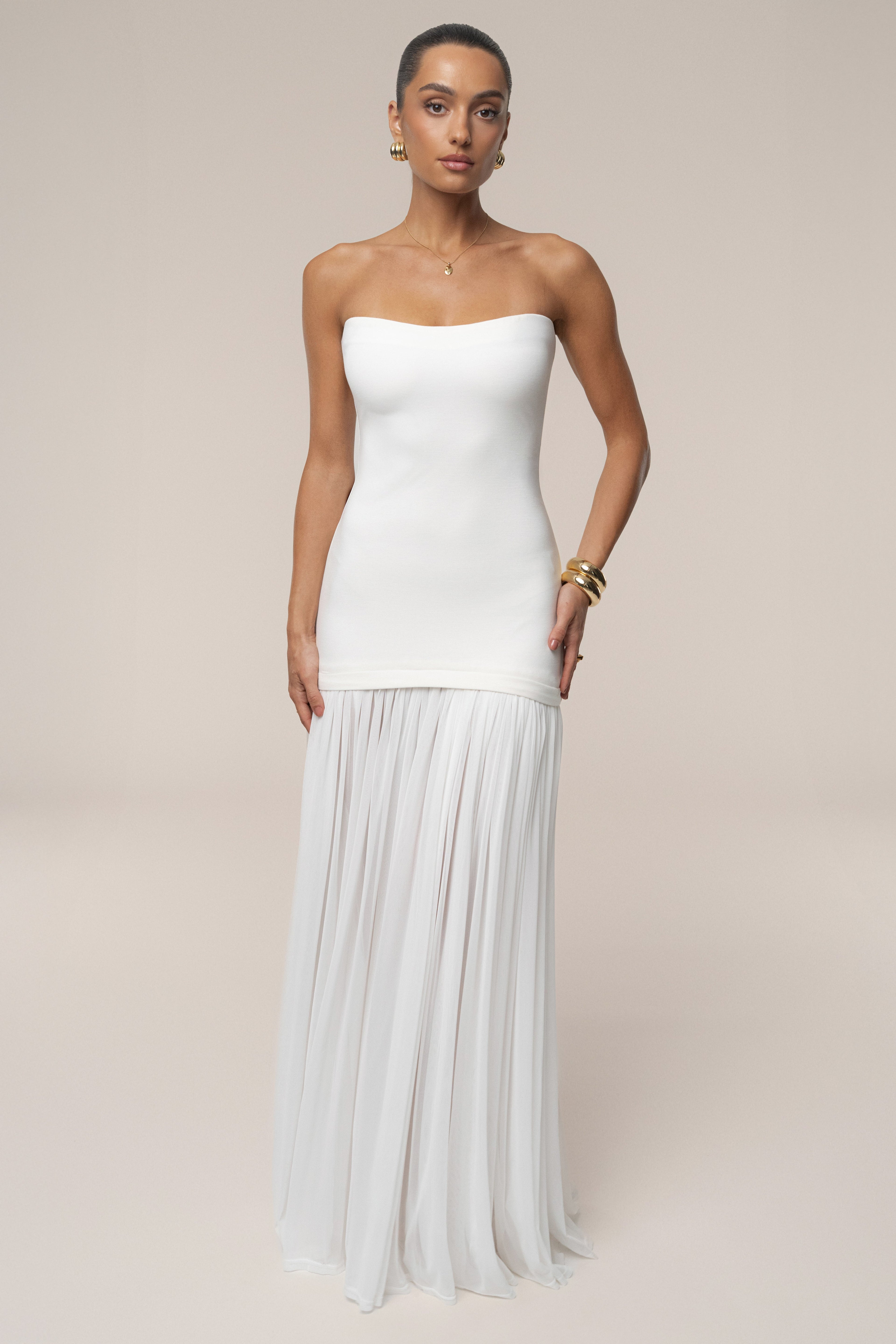 White Cielo Contrast Maxi Dress