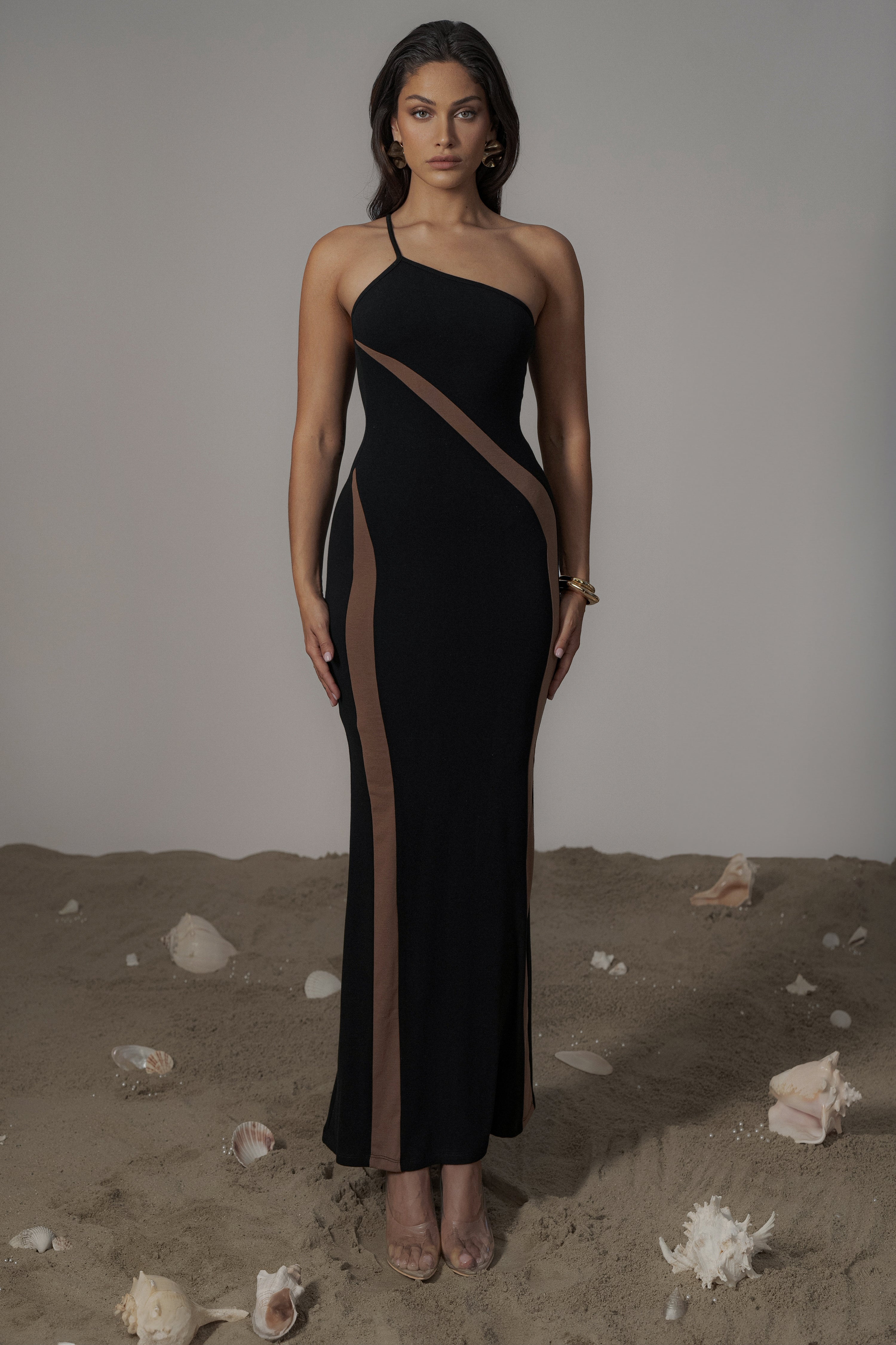 Black Wanderlust One Shoulder Dress