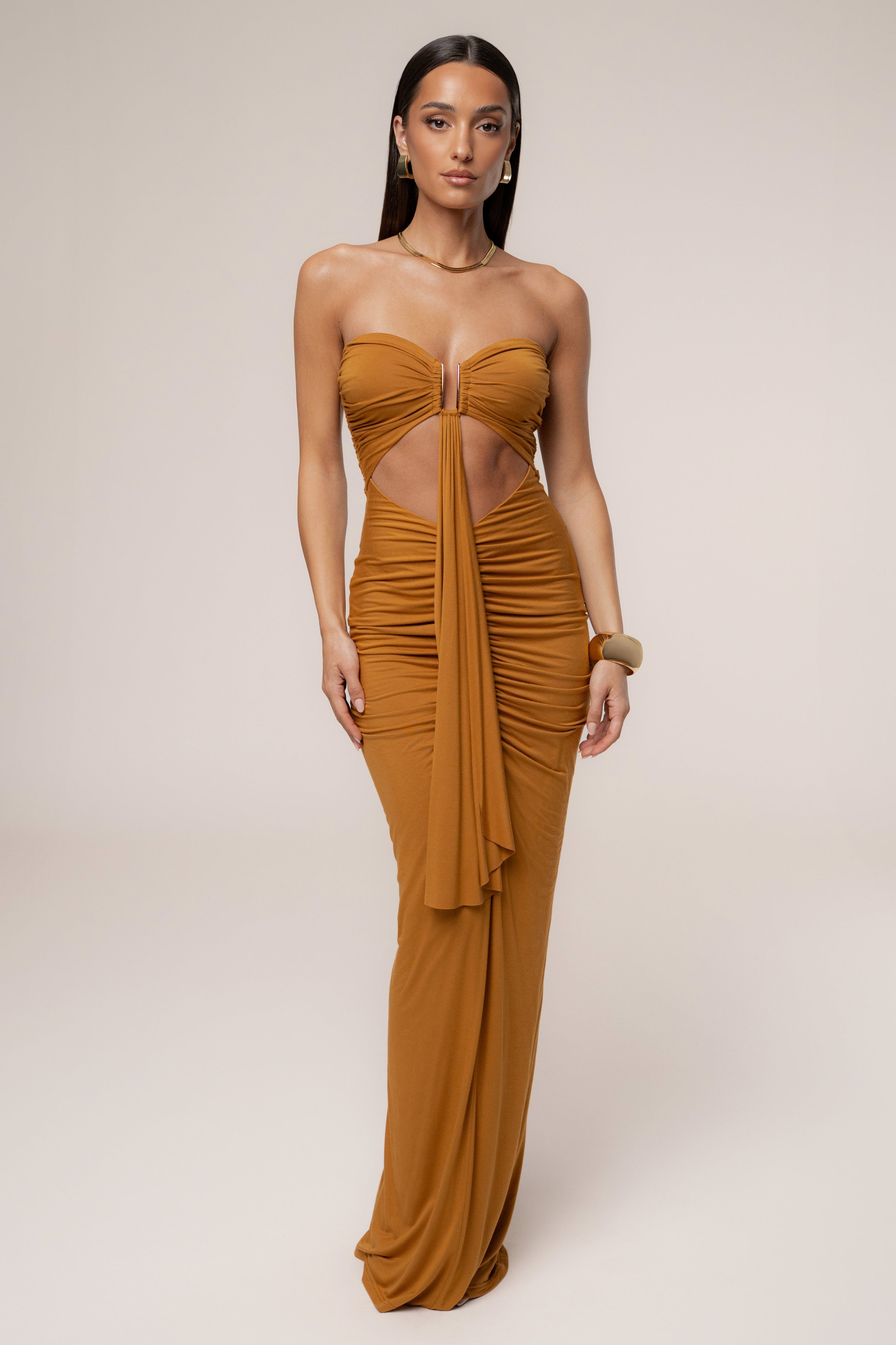 Bronze Atlantis Drape Maxi Dress
