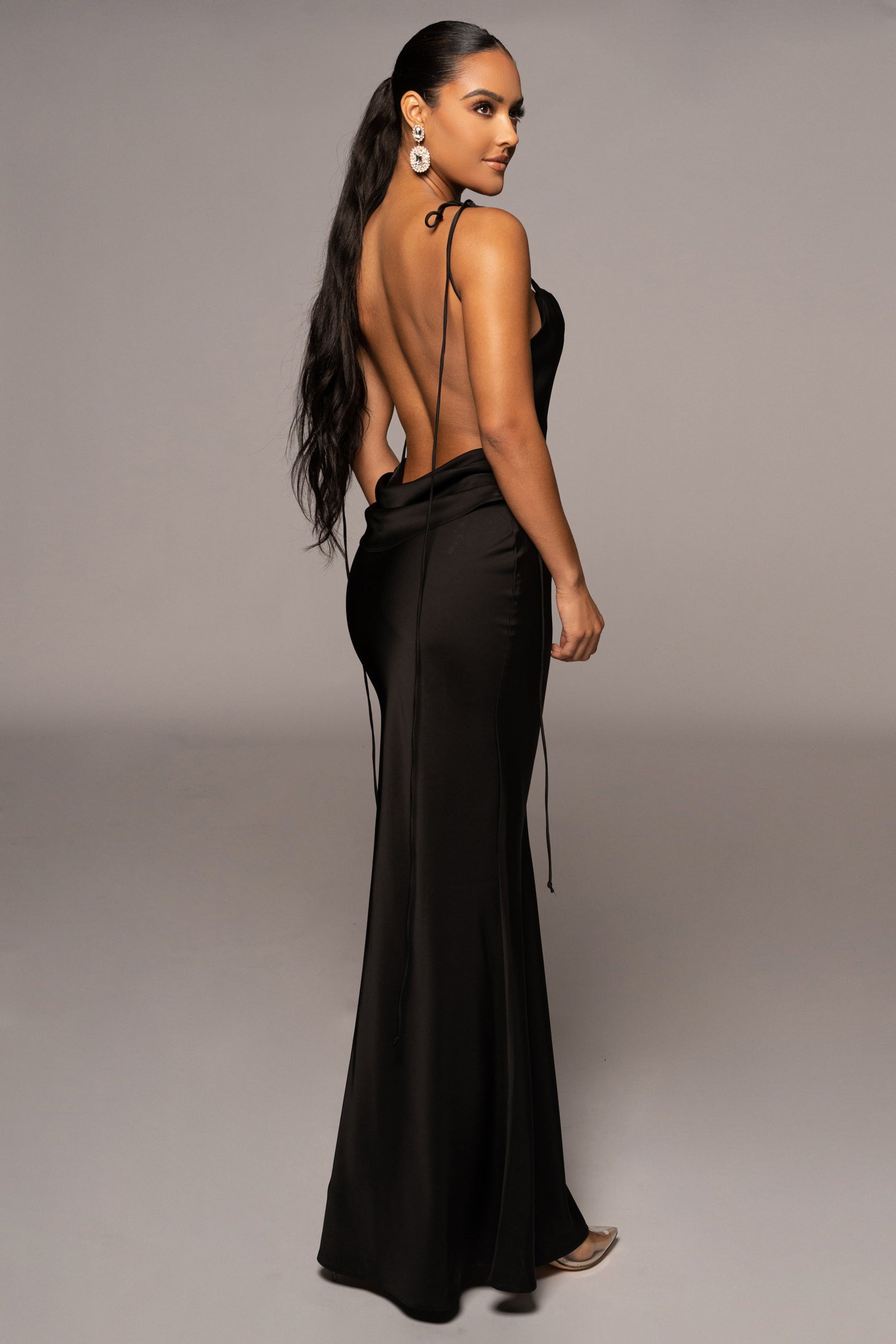 Black Irresistible Satin Maxi Dress