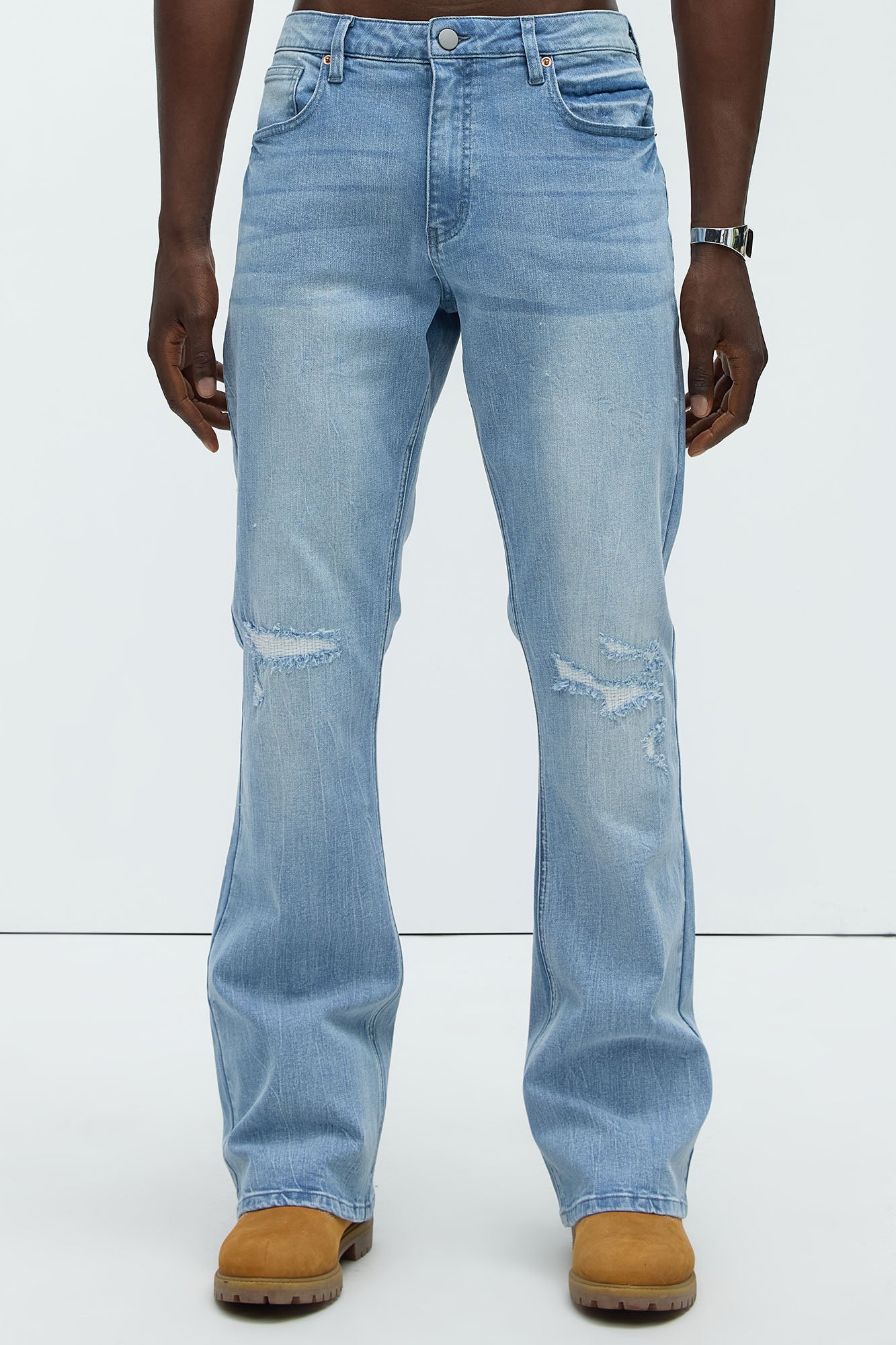 Dreamy Stacked Slim Flare Jeans - Light Blue Wash