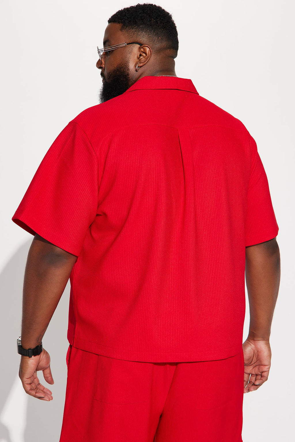Show Up Short Sleeve Cuban Shirt - Red