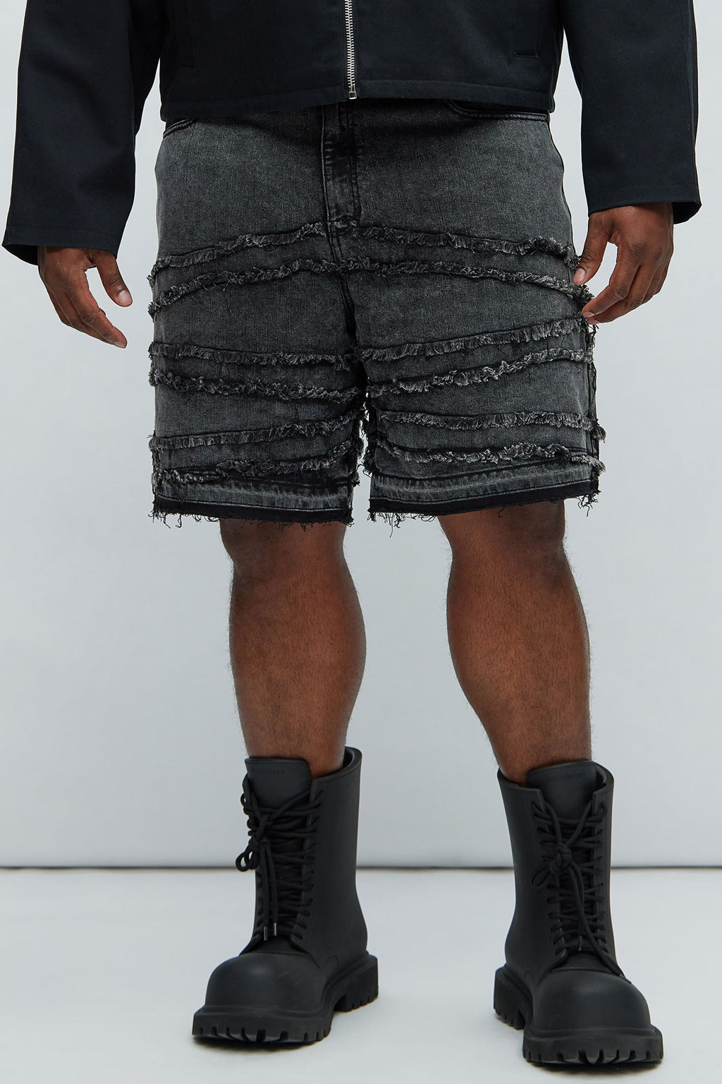 Nice Try Frayed Denim Short - Black Wash