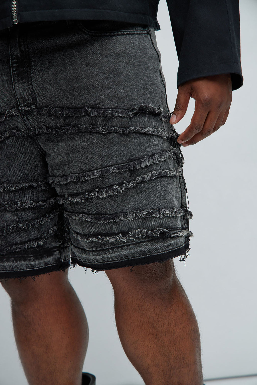 Nice Try Frayed Denim Short - Black Wash