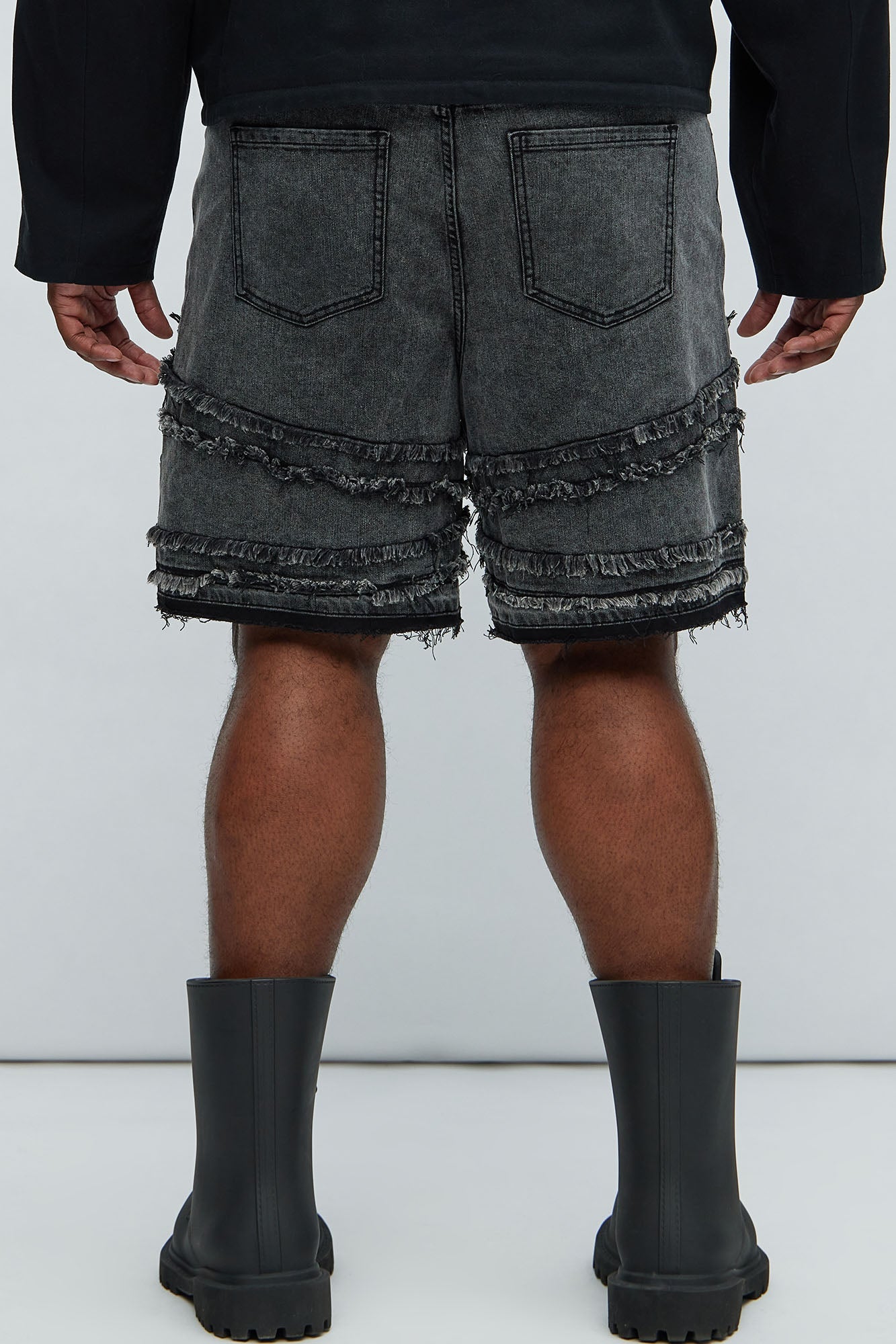 Nice Try Frayed Denim Short - Black Wash