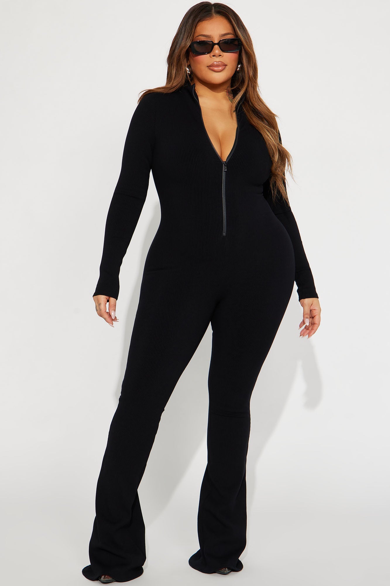 Sabrina Snatched Flare Jumpsuit - Black