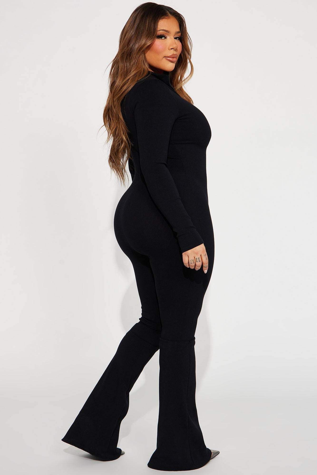 Sabrina Snatched Flare Jumpsuit - Black