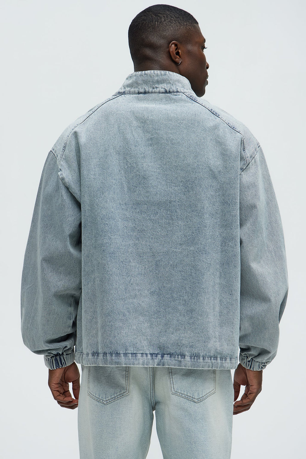 Distressed Denim Anorak Jacket - Light Wash