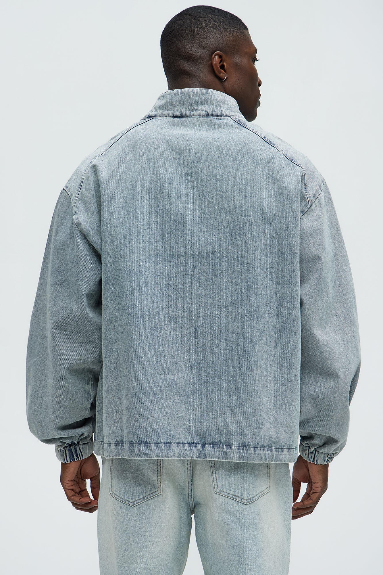 Distressed Denim Anorak Jacket - Light Wash