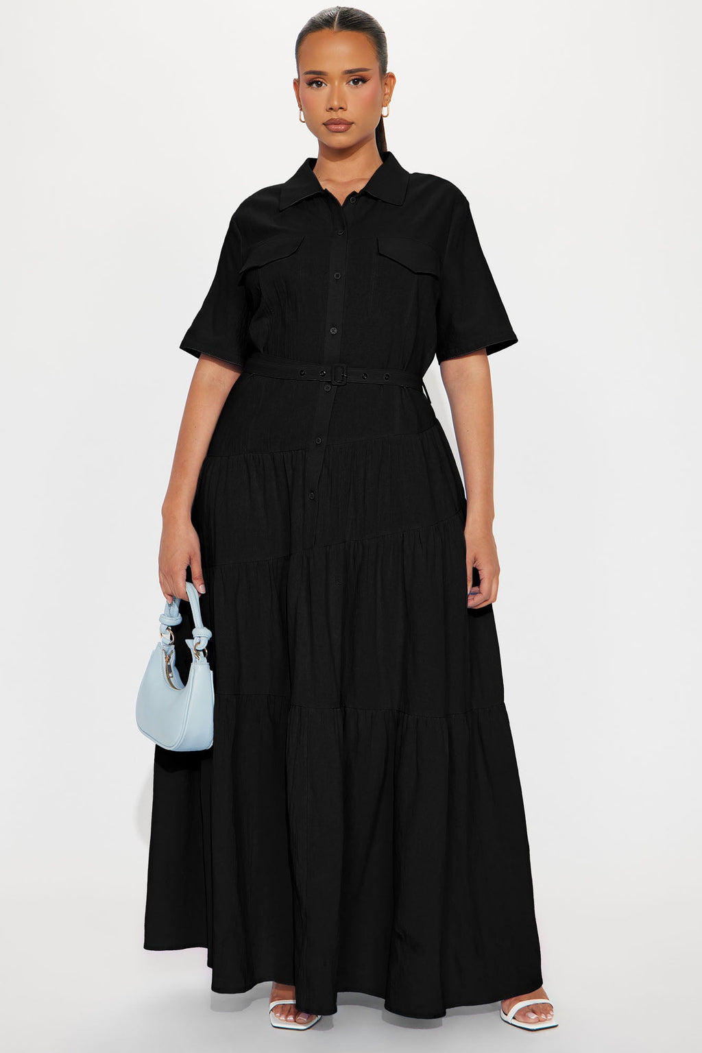 Julia Maxi Shirt Dress - Black