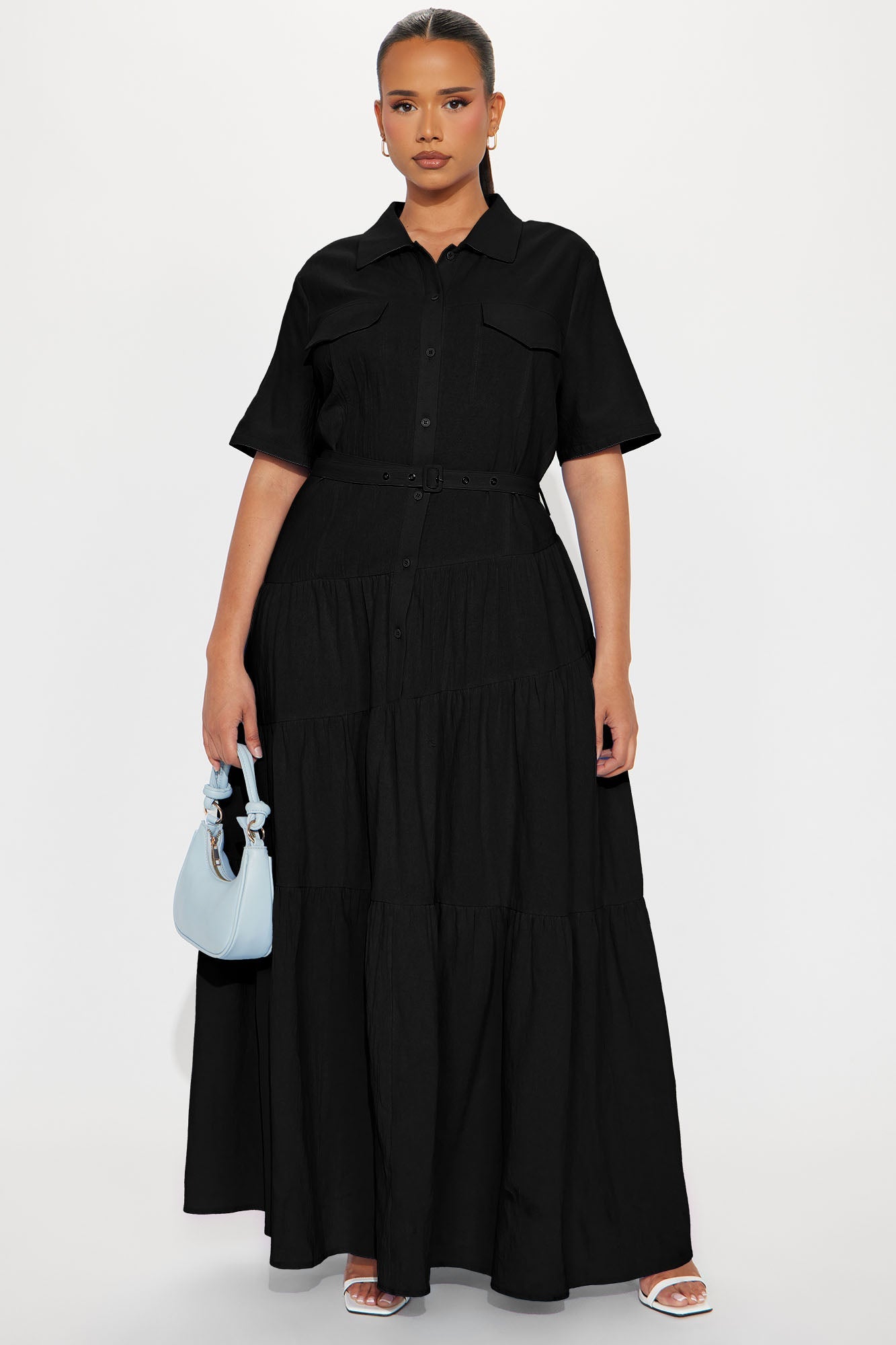 Julia Maxi Shirt Dress - Black
