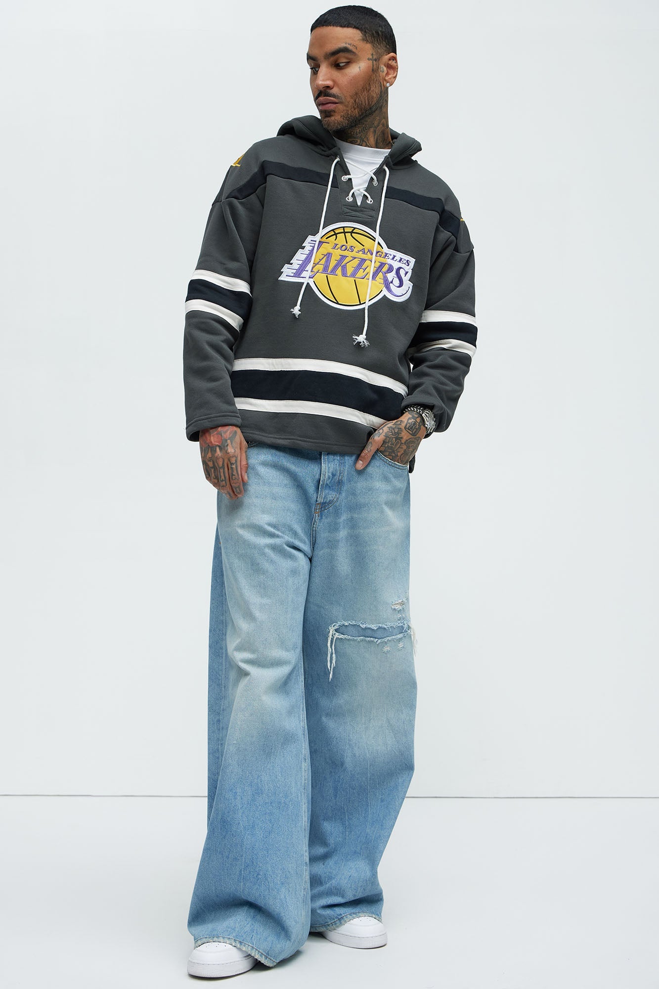 Lakers Body Check Hoodie - Grey