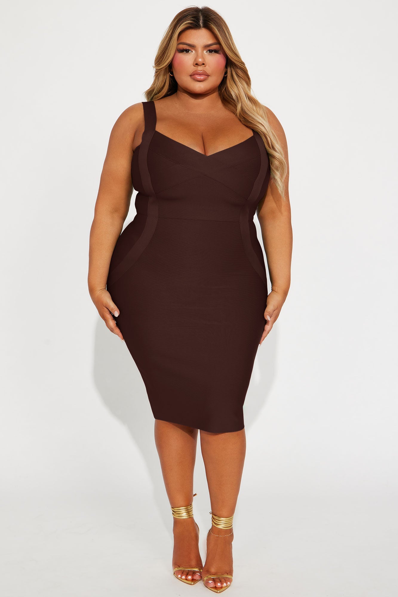 Elise Bandage Midi Dress - Chocolate