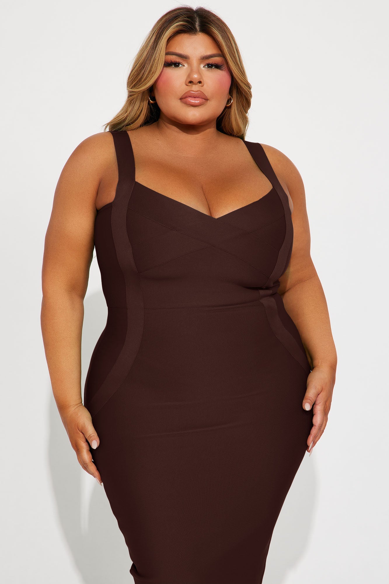 Elise Bandage Midi Dress - Chocolate
