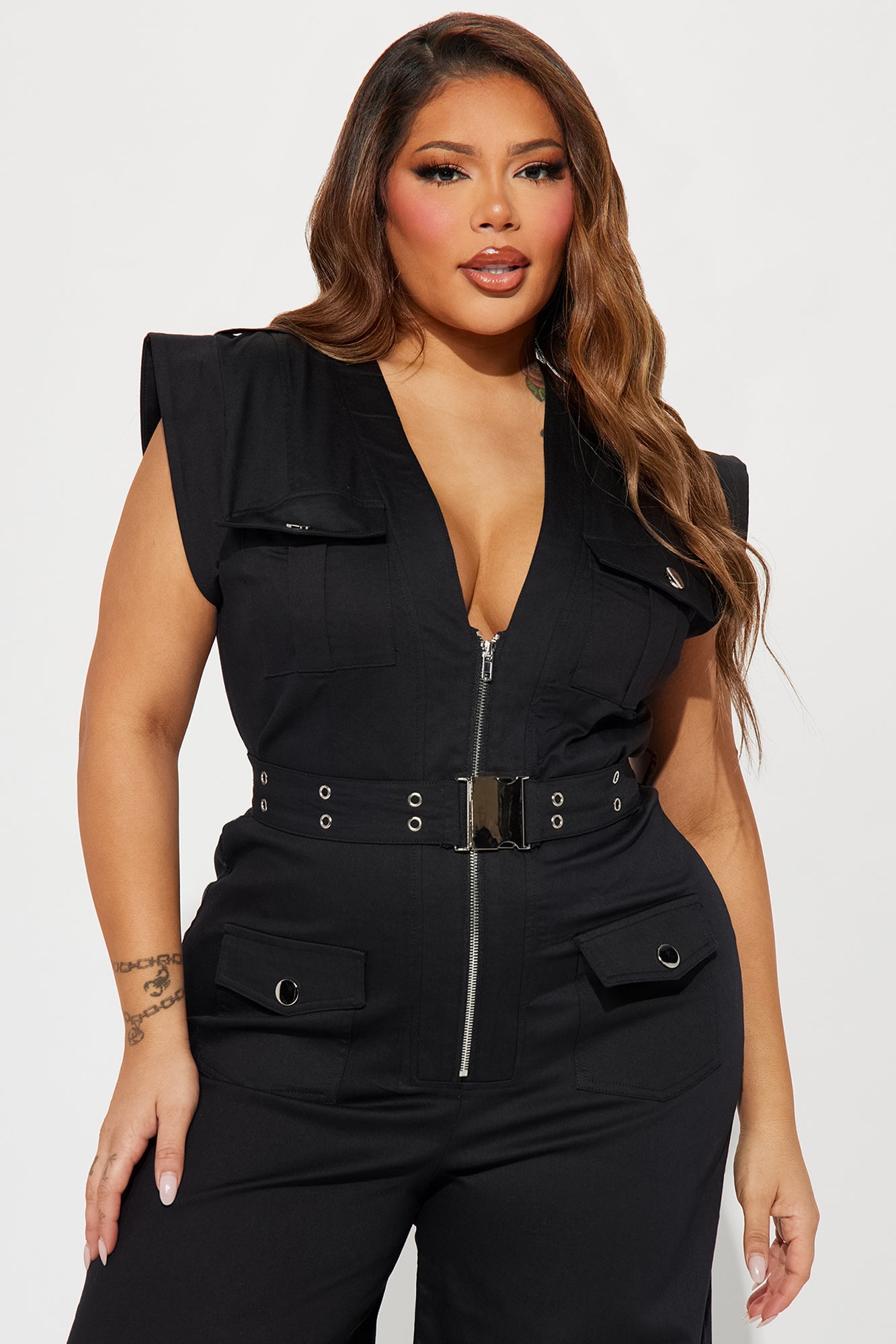 Making Headlines Jumpsuit  - Black