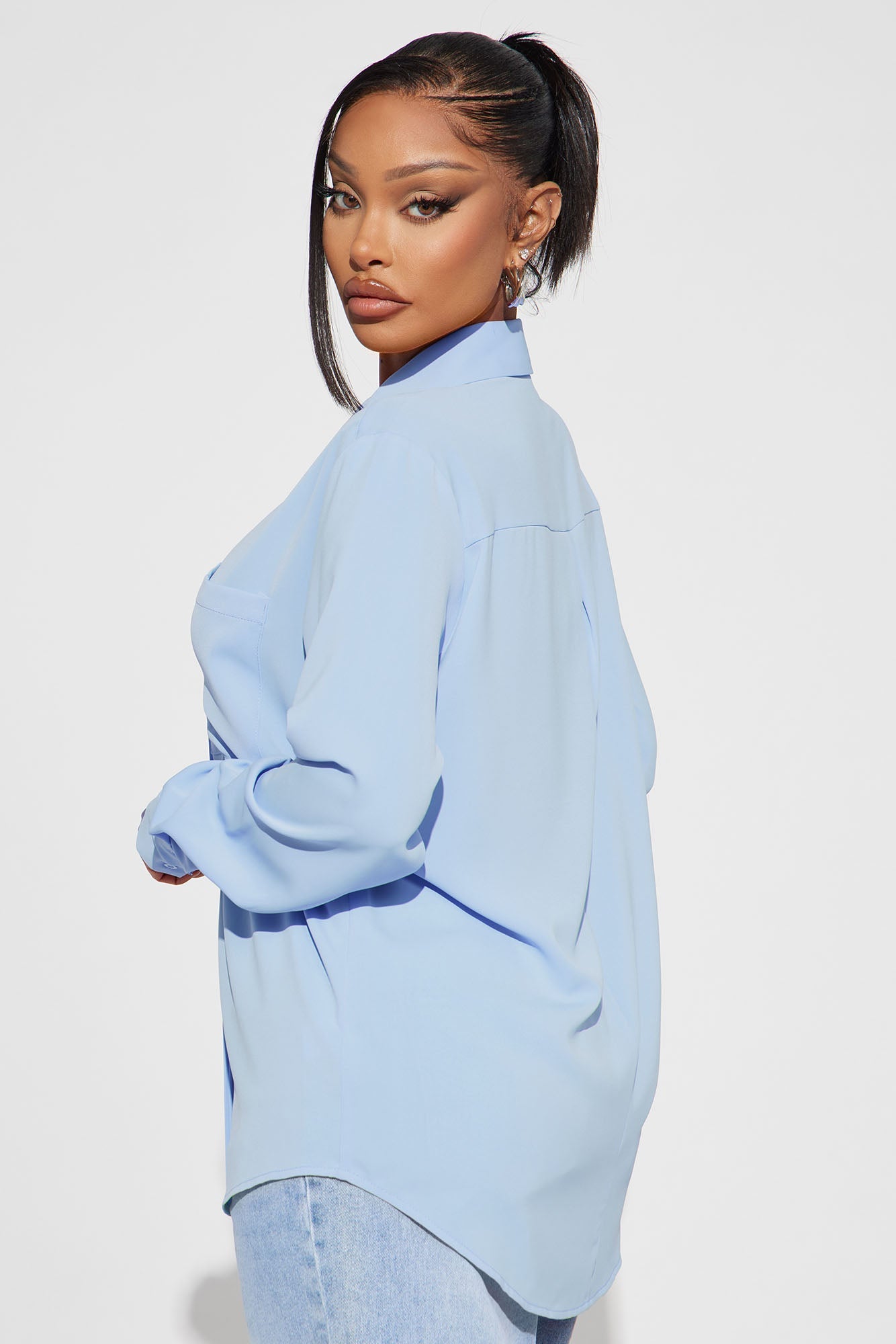 CEO Of Slaying Button Down Top - Blue