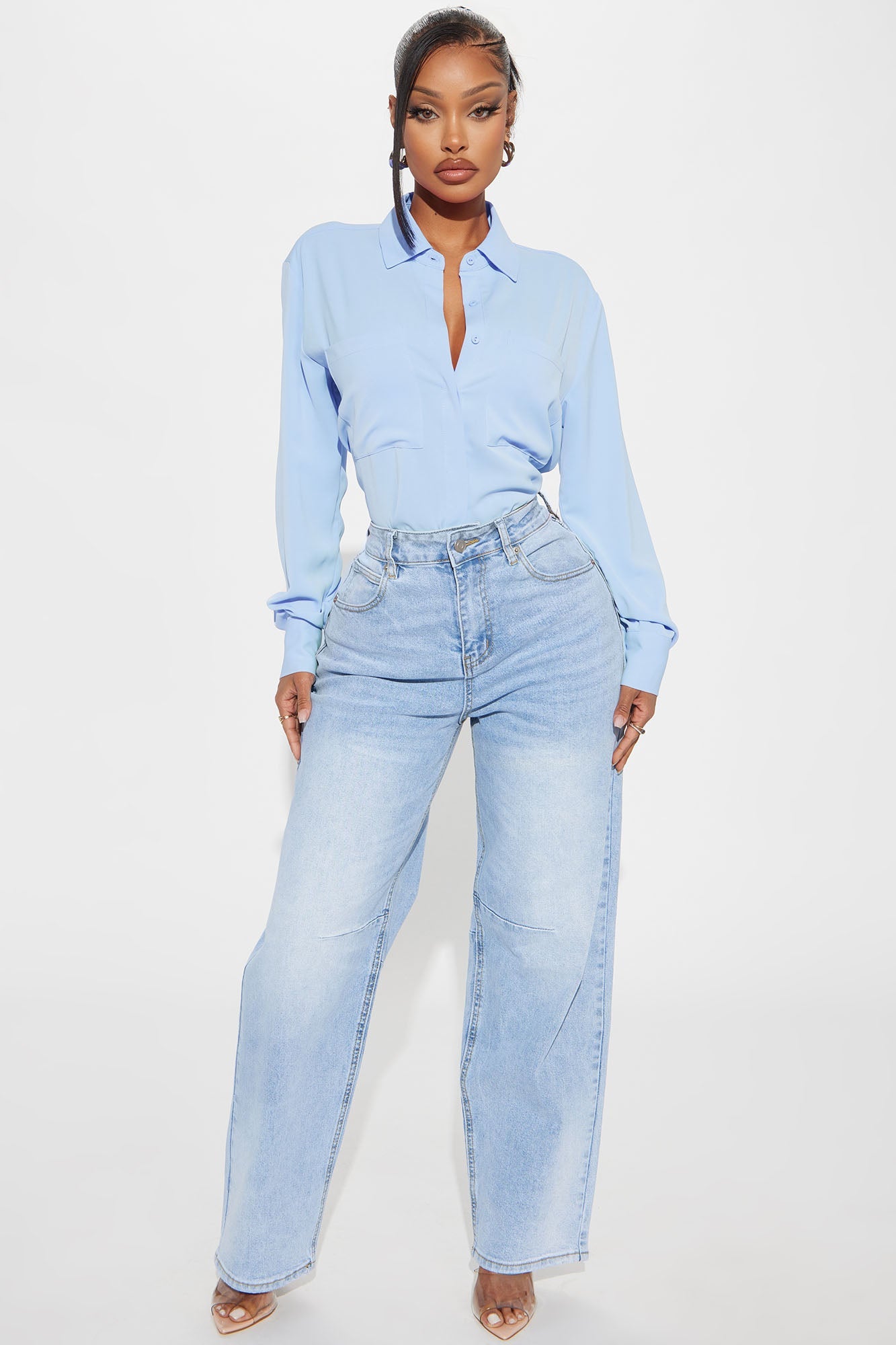 CEO Of Slaying Button Down Top - Blue