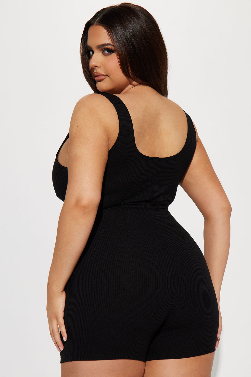 Ring Me Up Ribbed Romper - Black