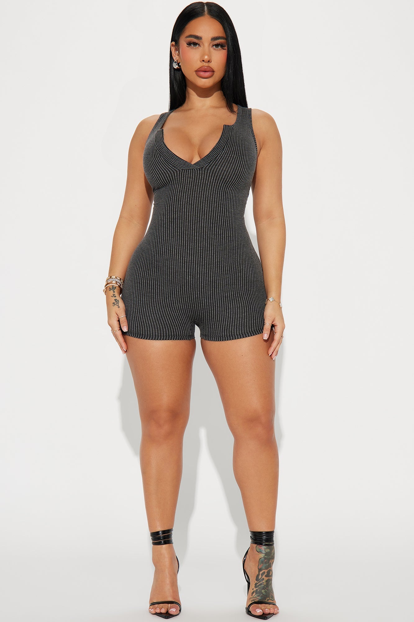 Leanne Ribbed Romper - Black