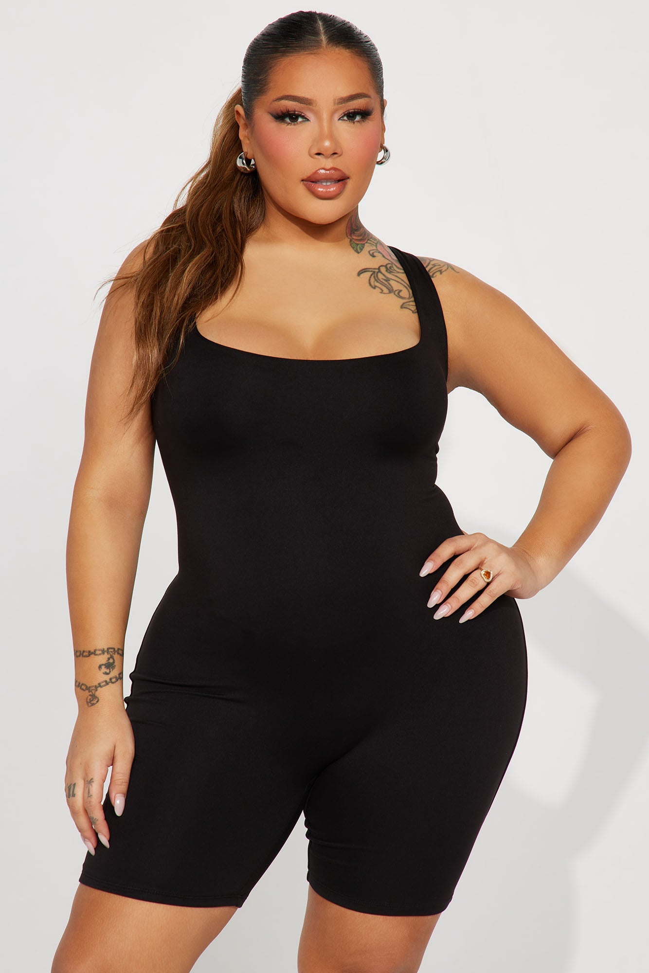 Janet Double Lined Romper - Black
