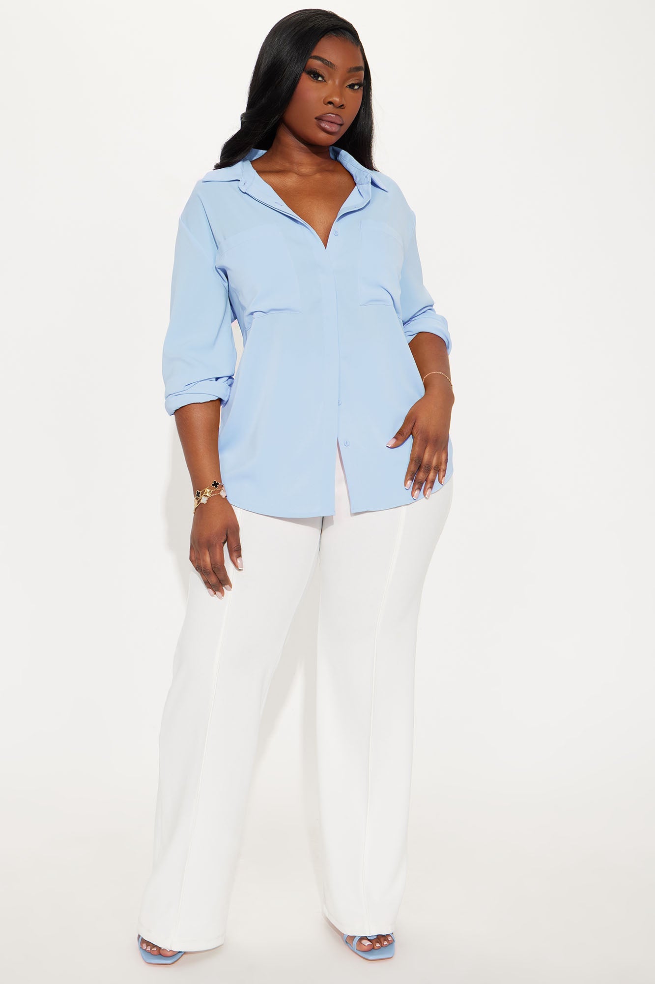 CEO Of Slaying Button Down Top - Blue