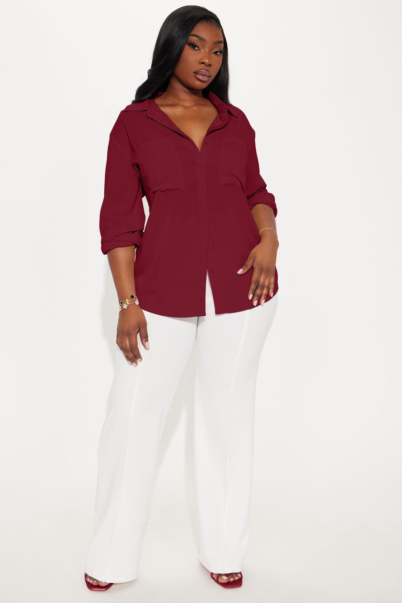 CEO Of Slaying Button Down Top - Wine