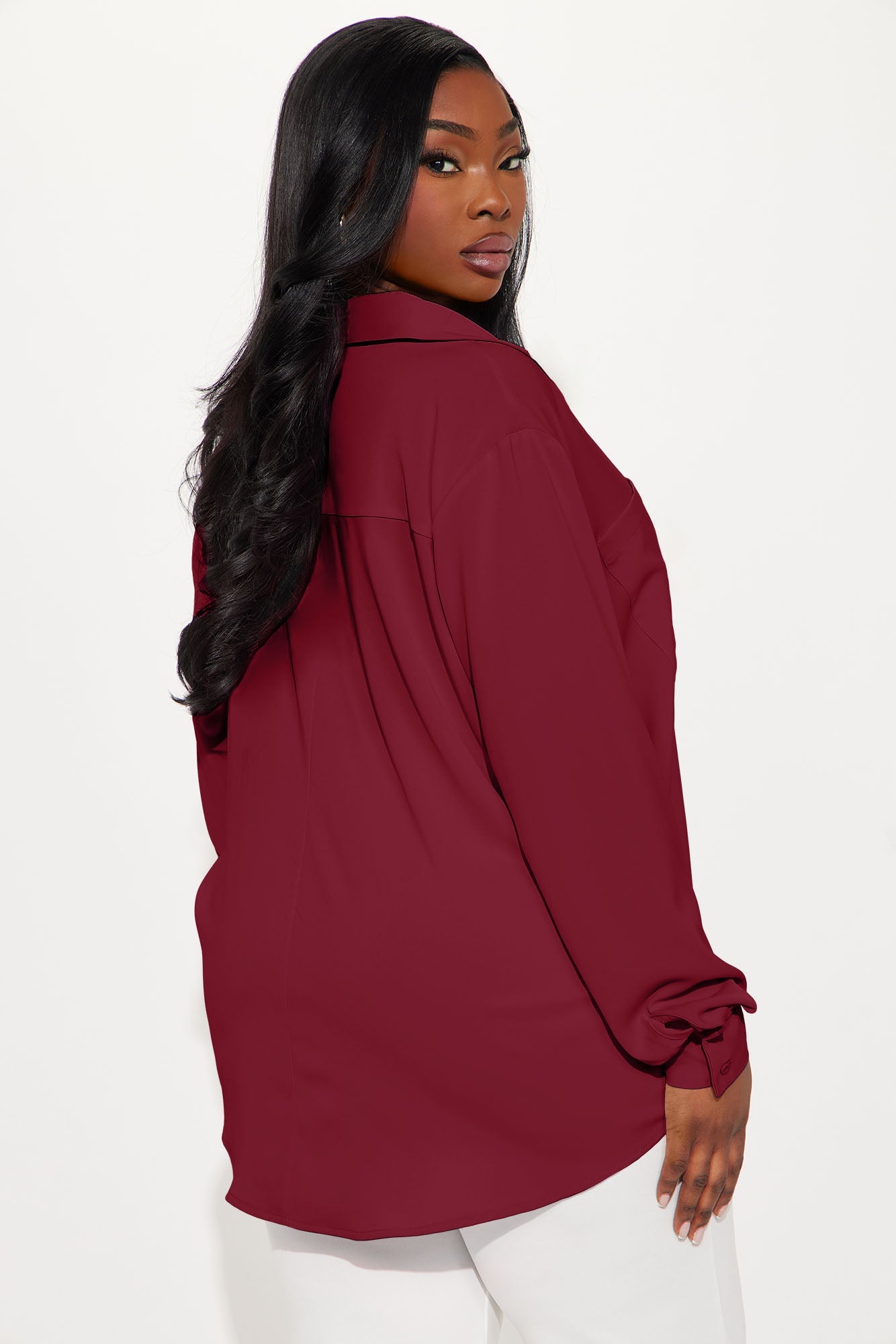 CEO Of Slaying Button Down Top - Wine