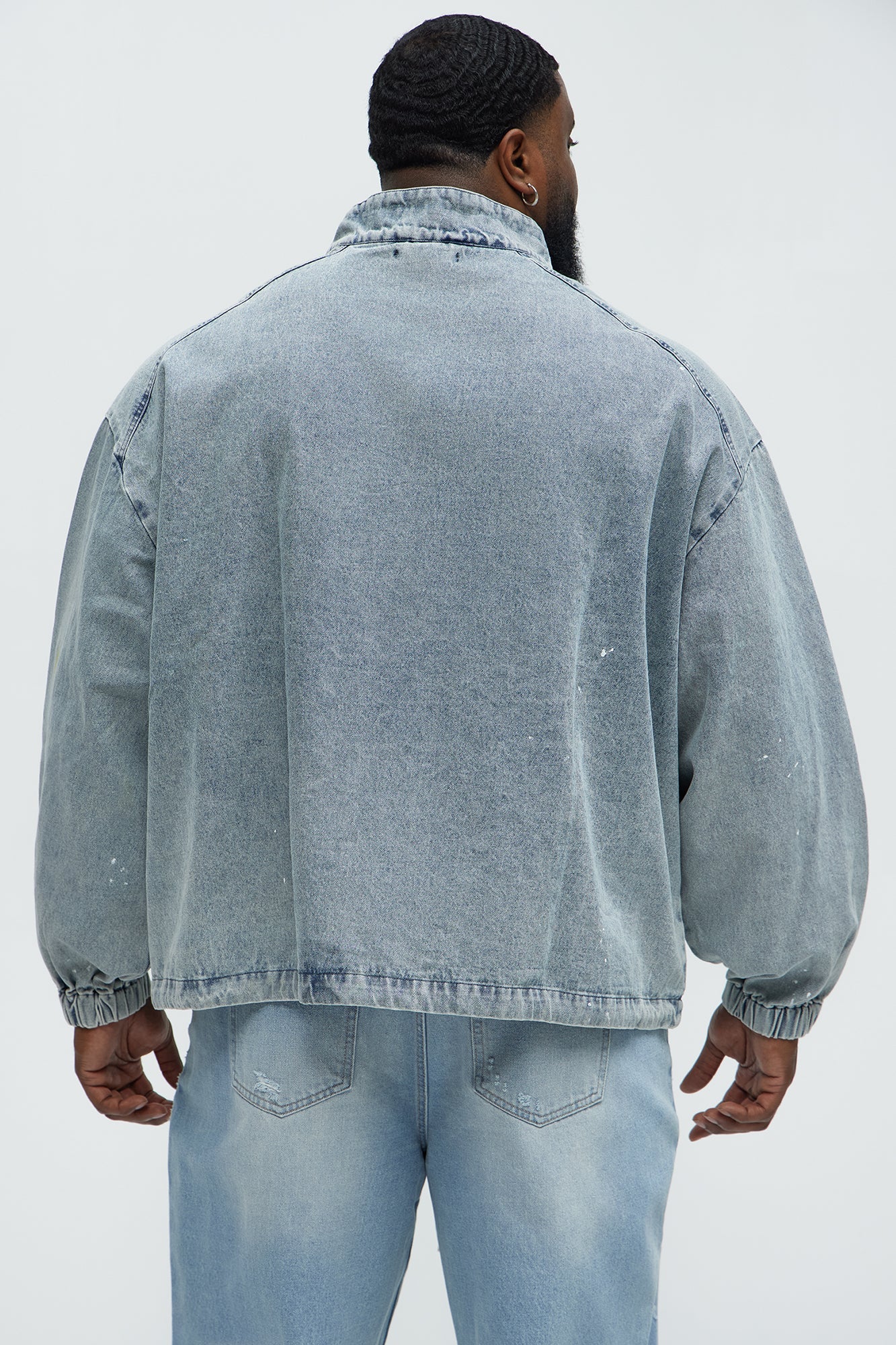 Distressed Denim Anorak Jacket - Light Wash