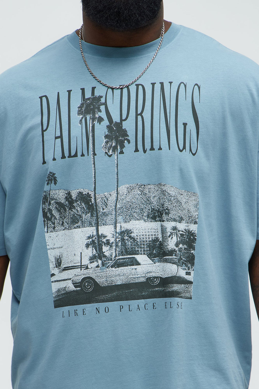 Palm Springs Oversized Short Sleeve Tee - Light Blue