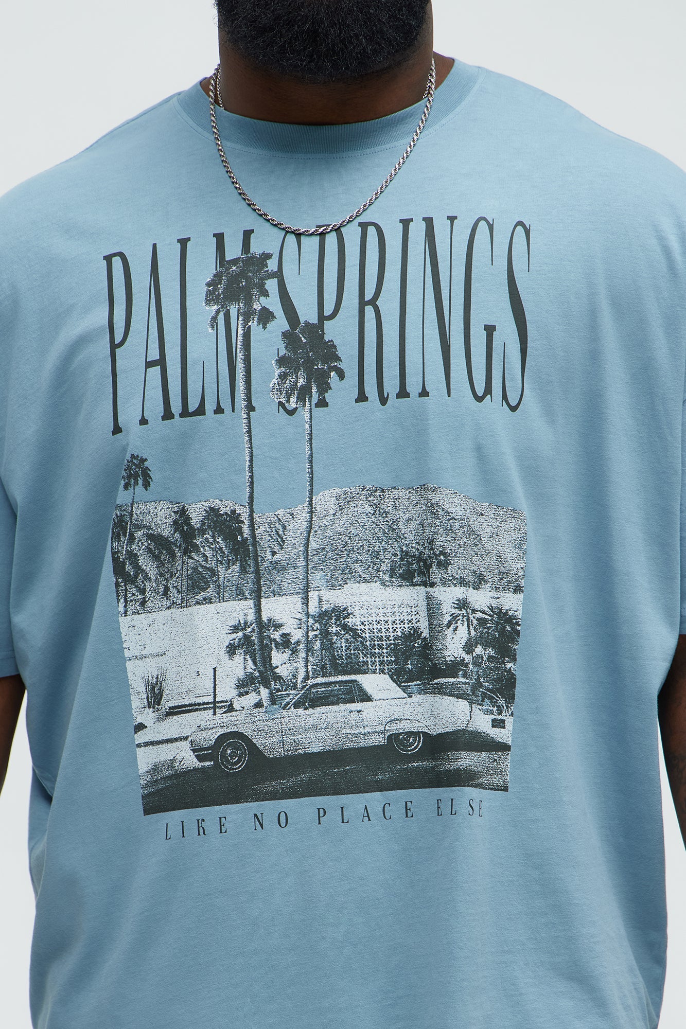 Palm Springs Oversized Short Sleeve Tee - Light Blue