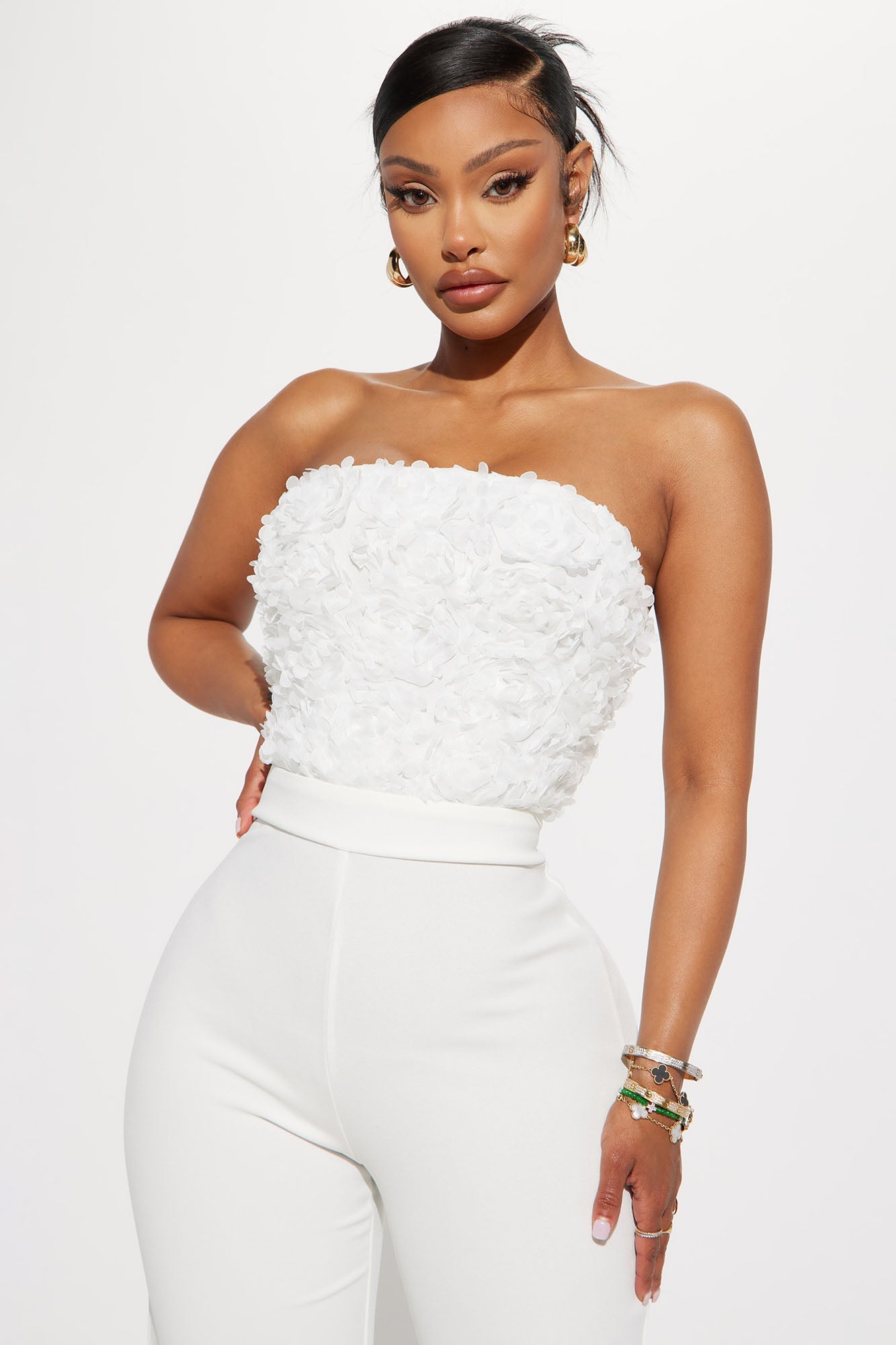 Diana 3D Floral Jumpsuit - White