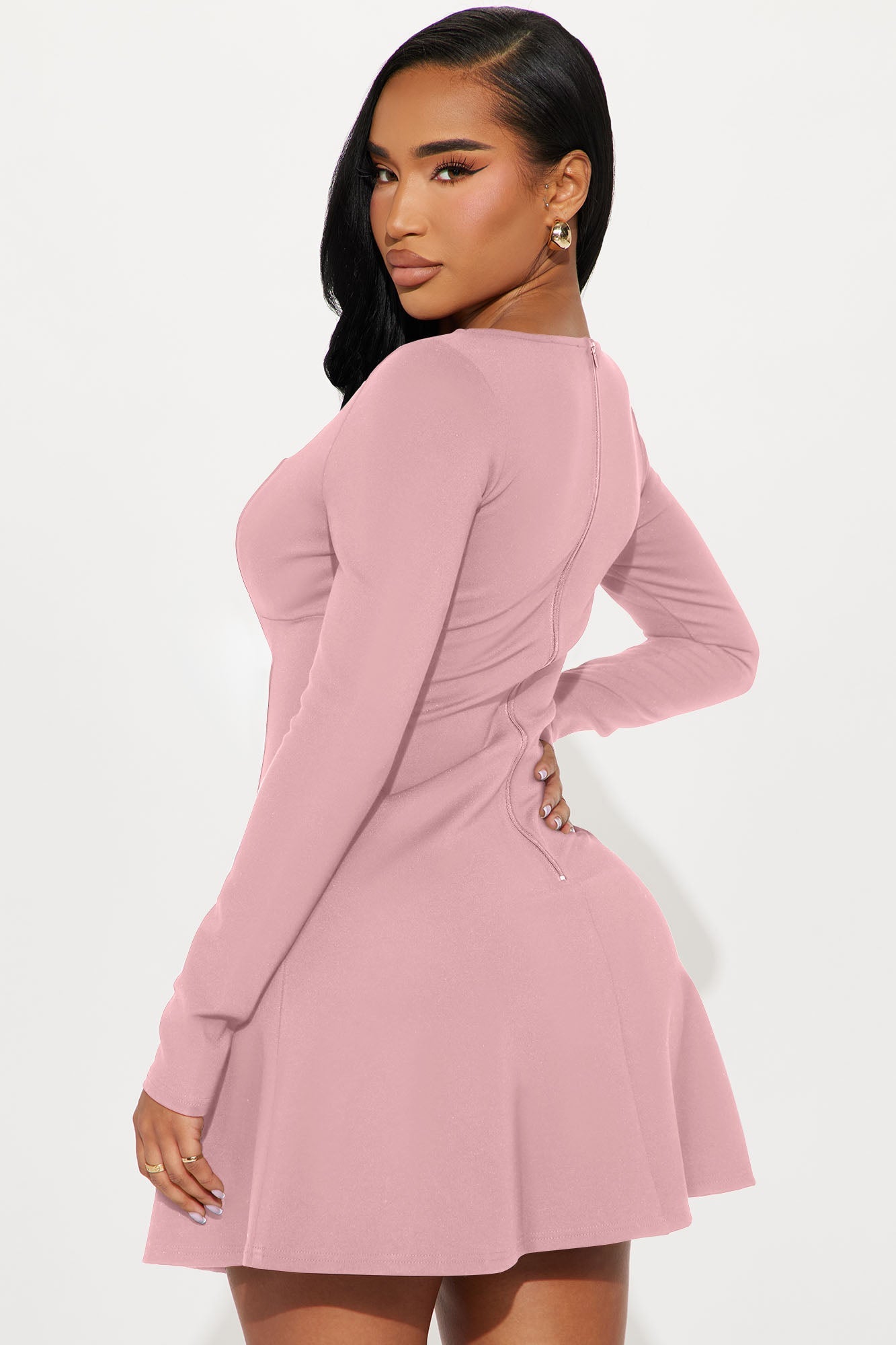Amelia Ponte Mini Dress - Mauve