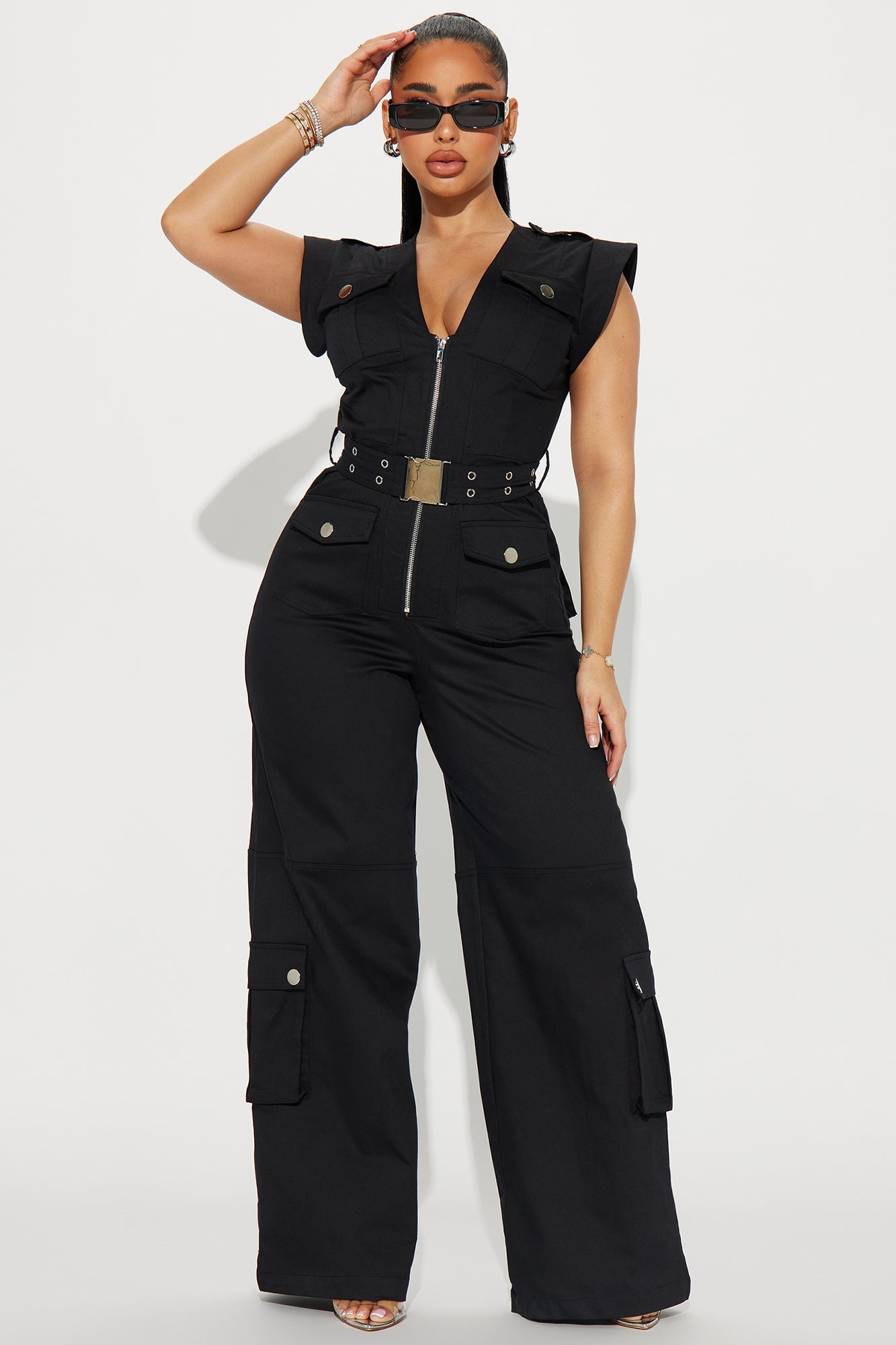 Making Headlines Jumpsuit  - Black