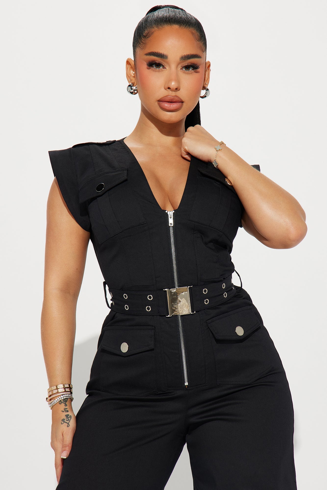 Making Headlines Jumpsuit  - Black