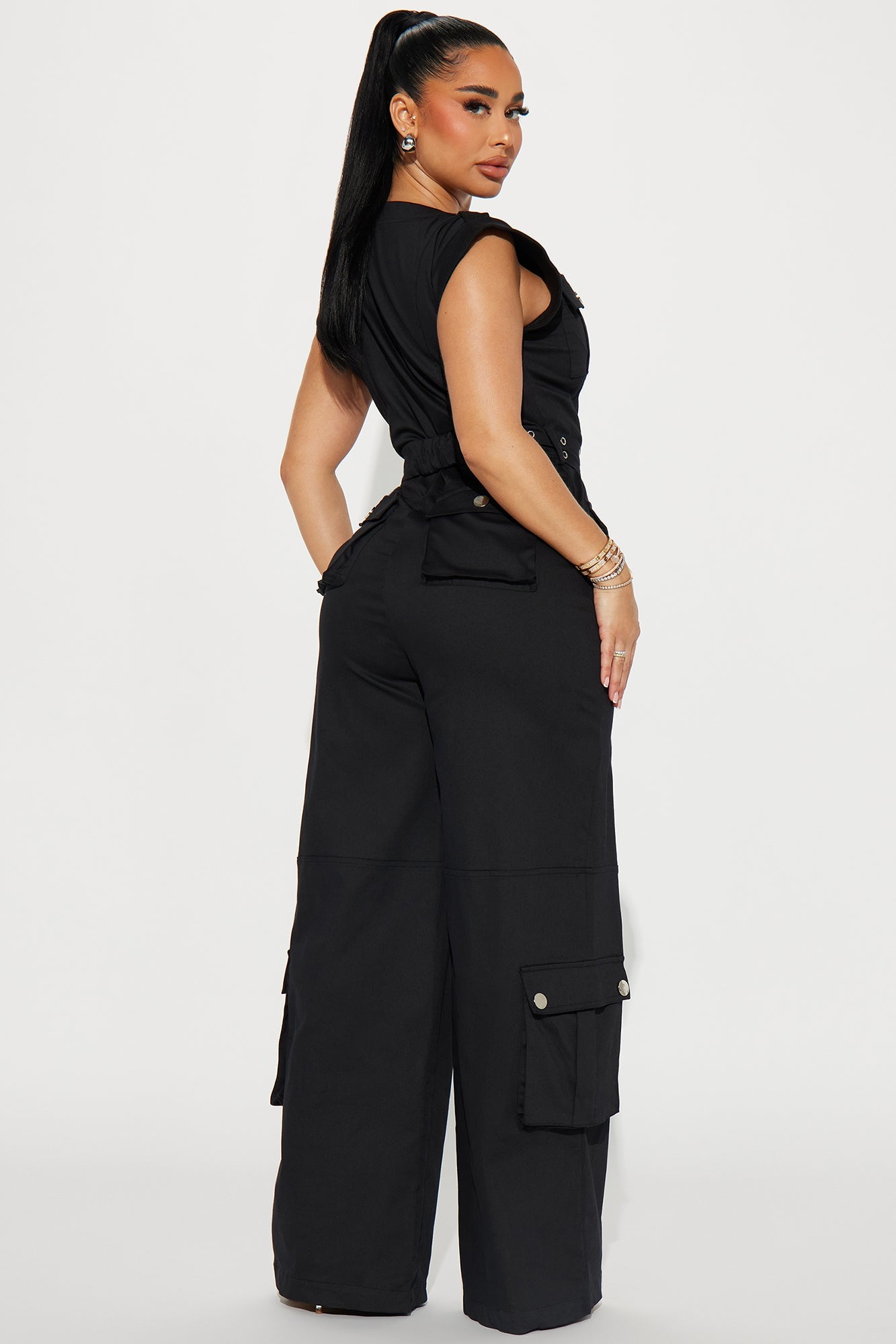 Making Headlines Jumpsuit  - Black