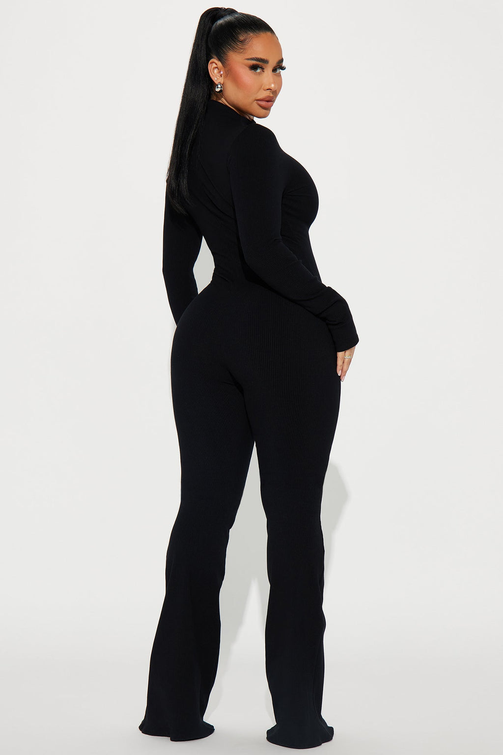 Sabrina Snatched Flare Jumpsuit - Black