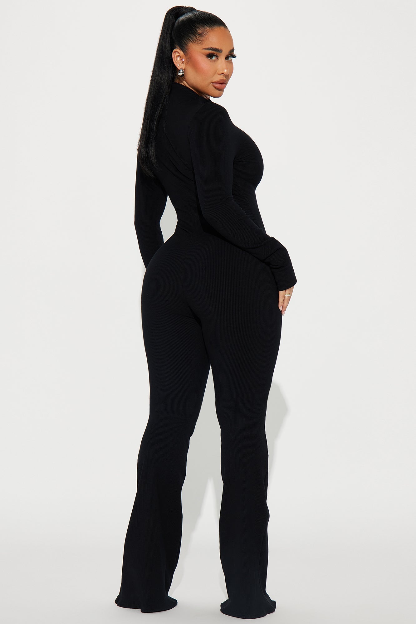 Sabrina Snatched Flare Jumpsuit - Black