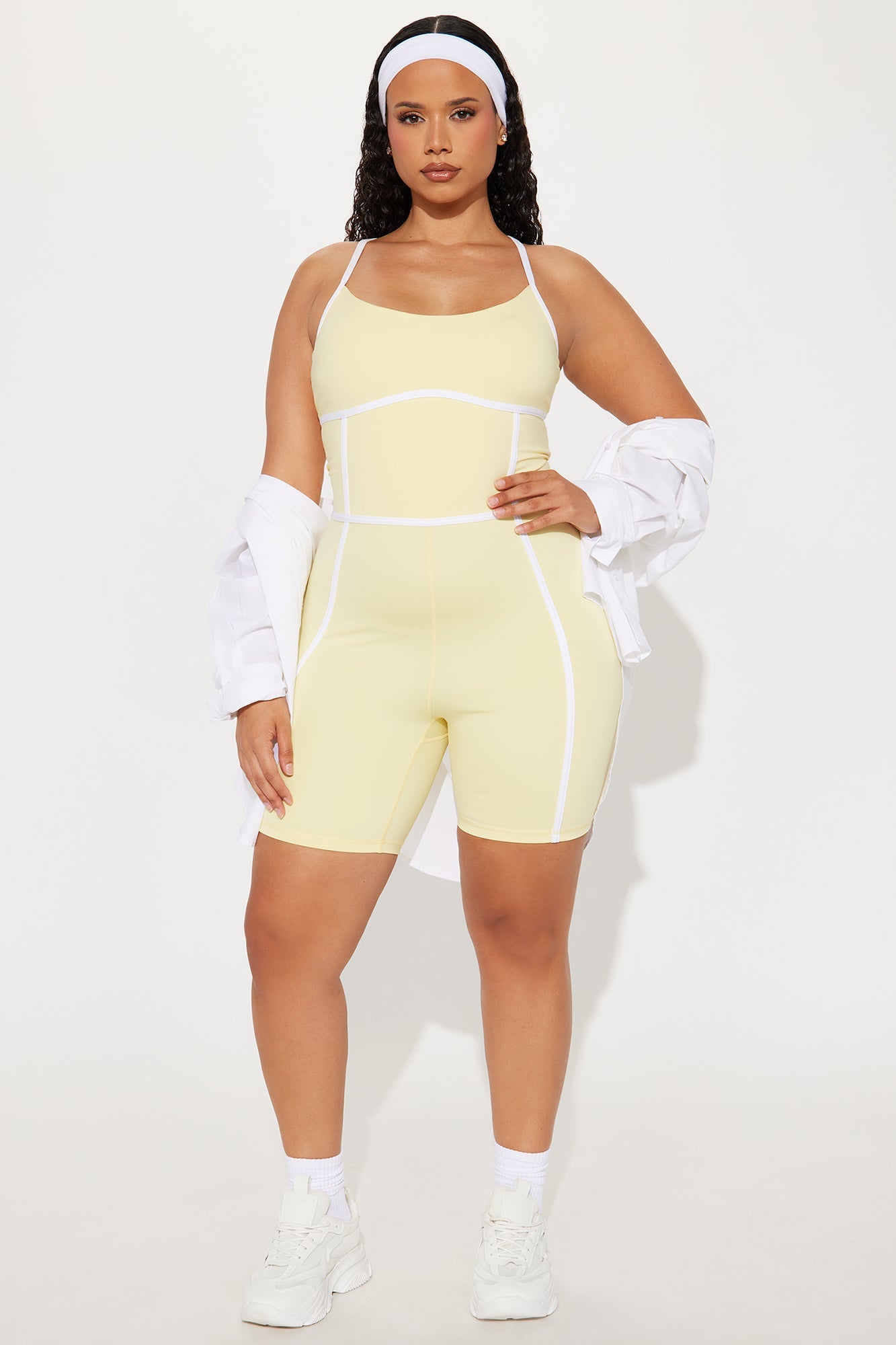 You Got Served Active Romper - Butter Yellow
