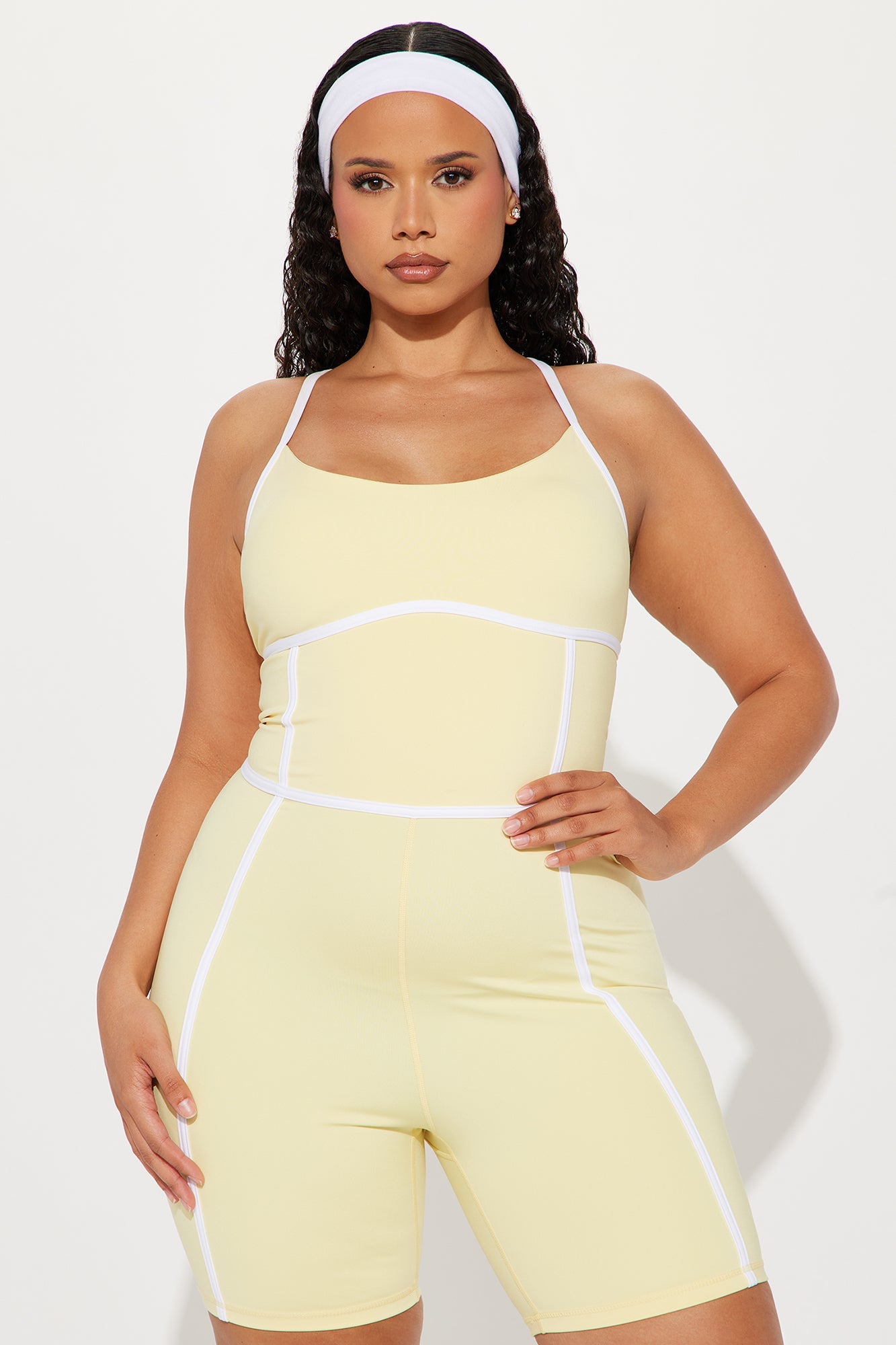You Got Served Active Romper - Butter Yellow