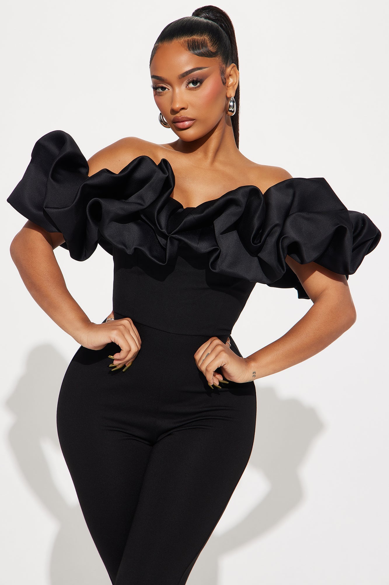 Ruffle Affair Jumpsuit - Black