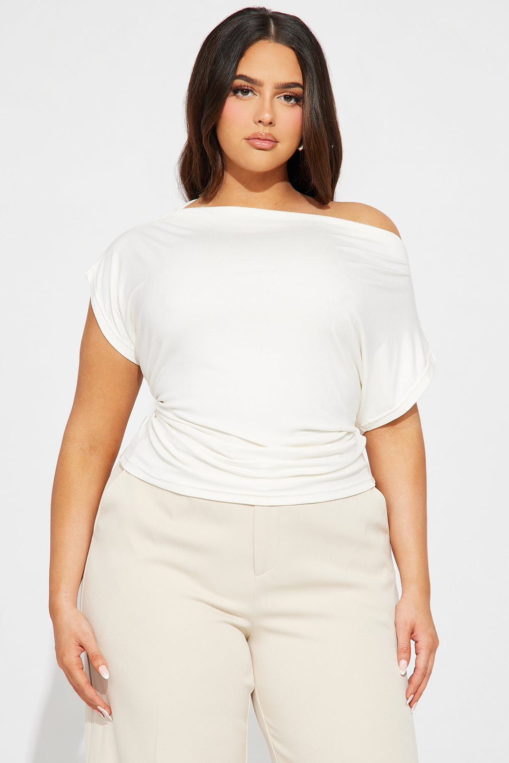 Eva Effortless One Shoulder Top - Ivory