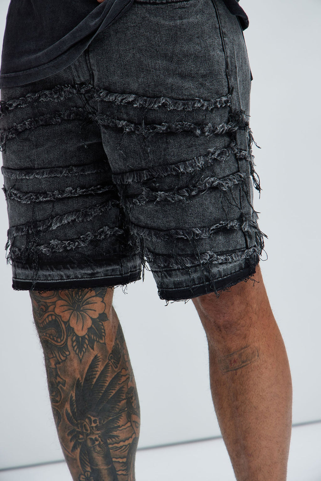 Nice Try Frayed Denim Short - Black Wash